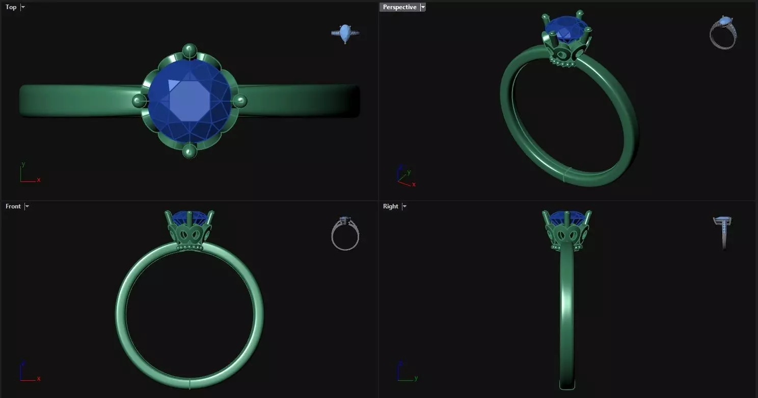 4 Prong Diamond Round Engagement Ring 3D print model_0