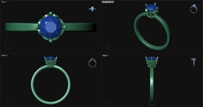 4 Prong Diamond Round Engagement Ring 3D print model