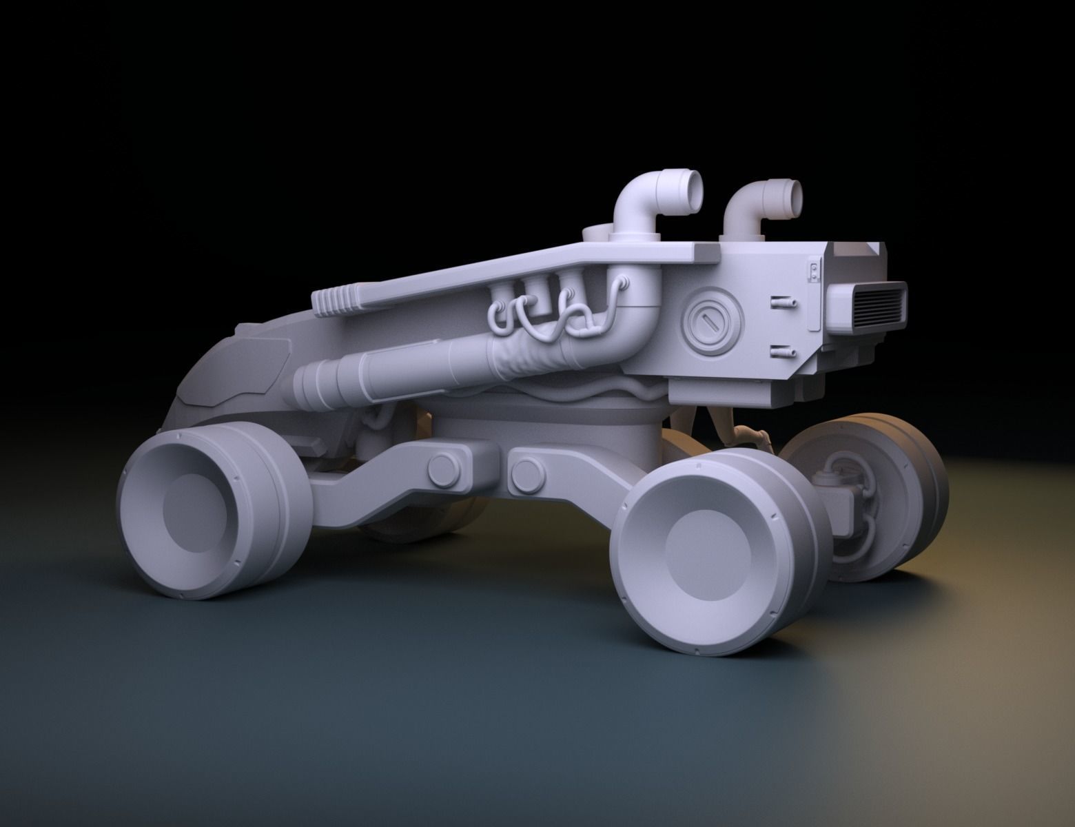 SCI-FI GIRL AND ROVER DIORAMA 3D print model_6