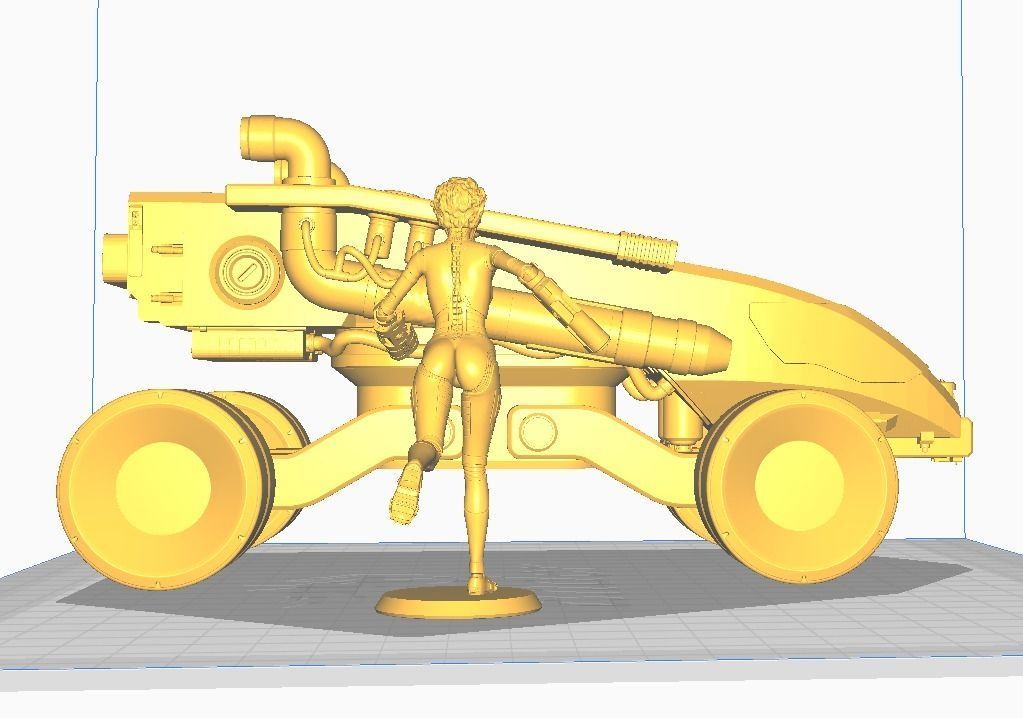 SCI-FI GIRL AND ROVER DIORAMA 3D print model_9