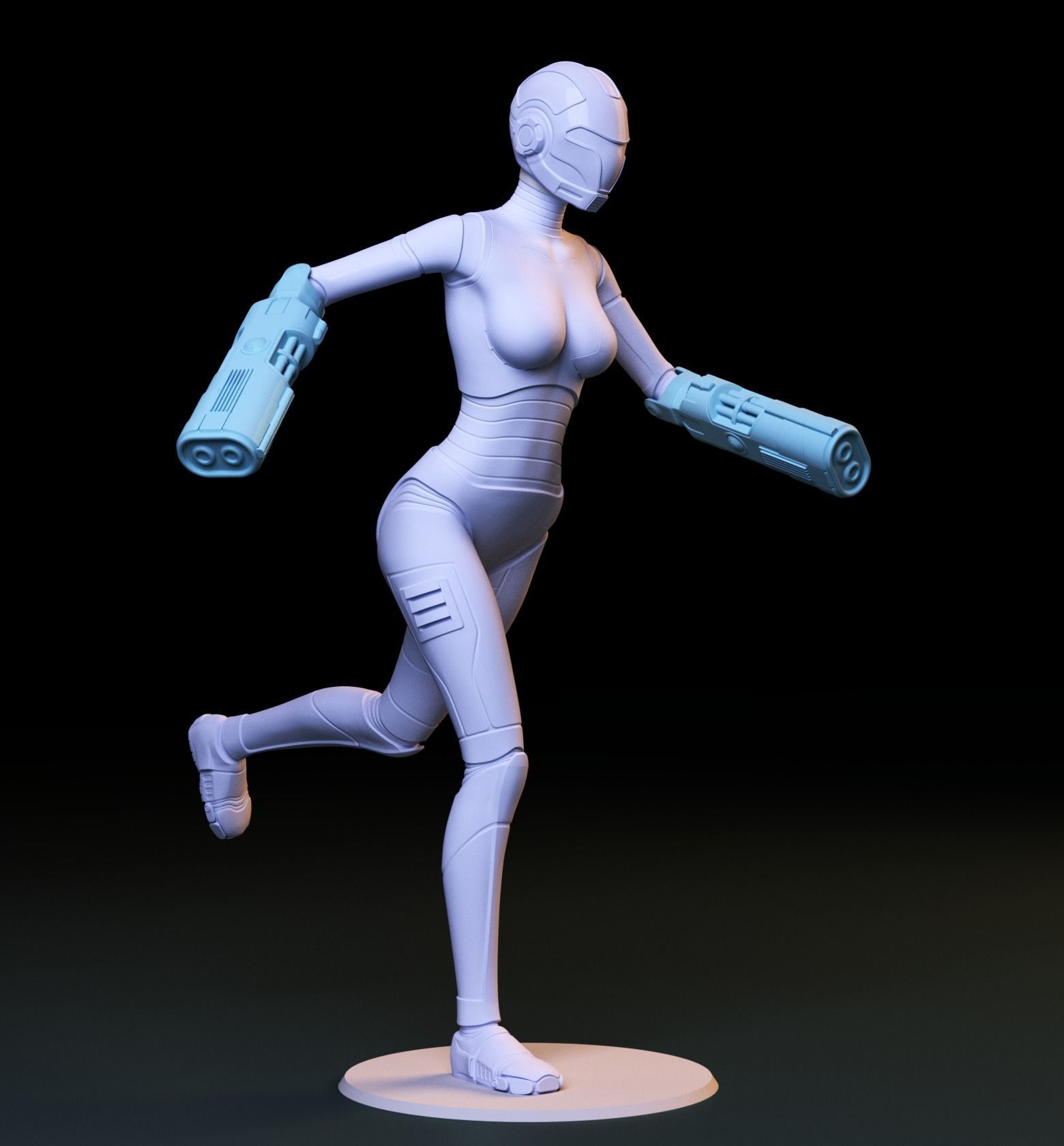 SCI-FI GIRL AND ROVER DIORAMA 3D print model_1
