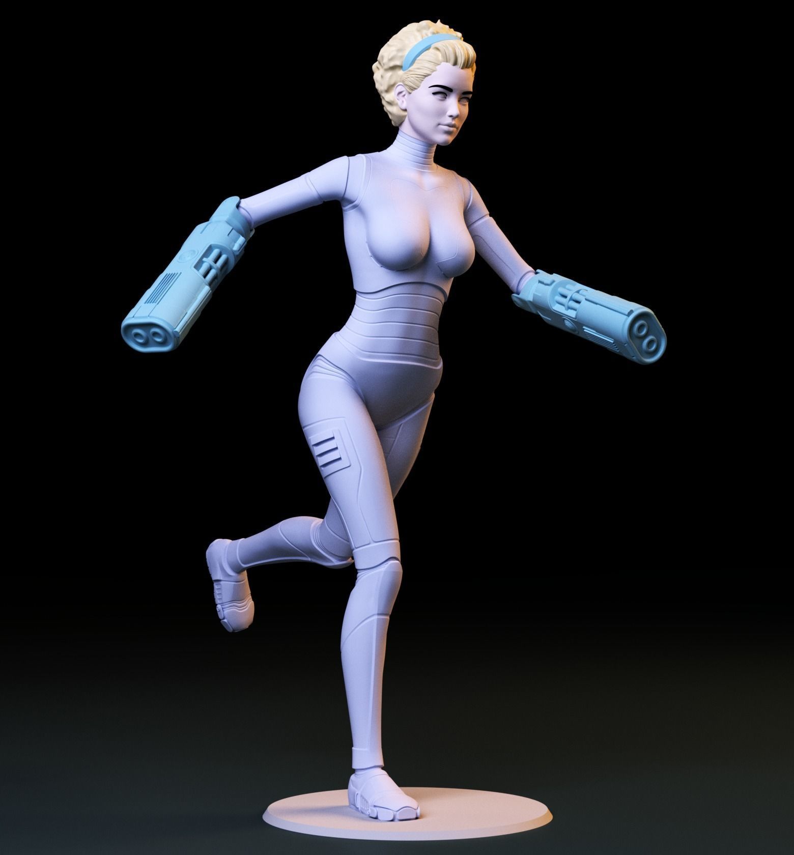 SCI-FI GIRL AND ROVER DIORAMA 3D print model_2