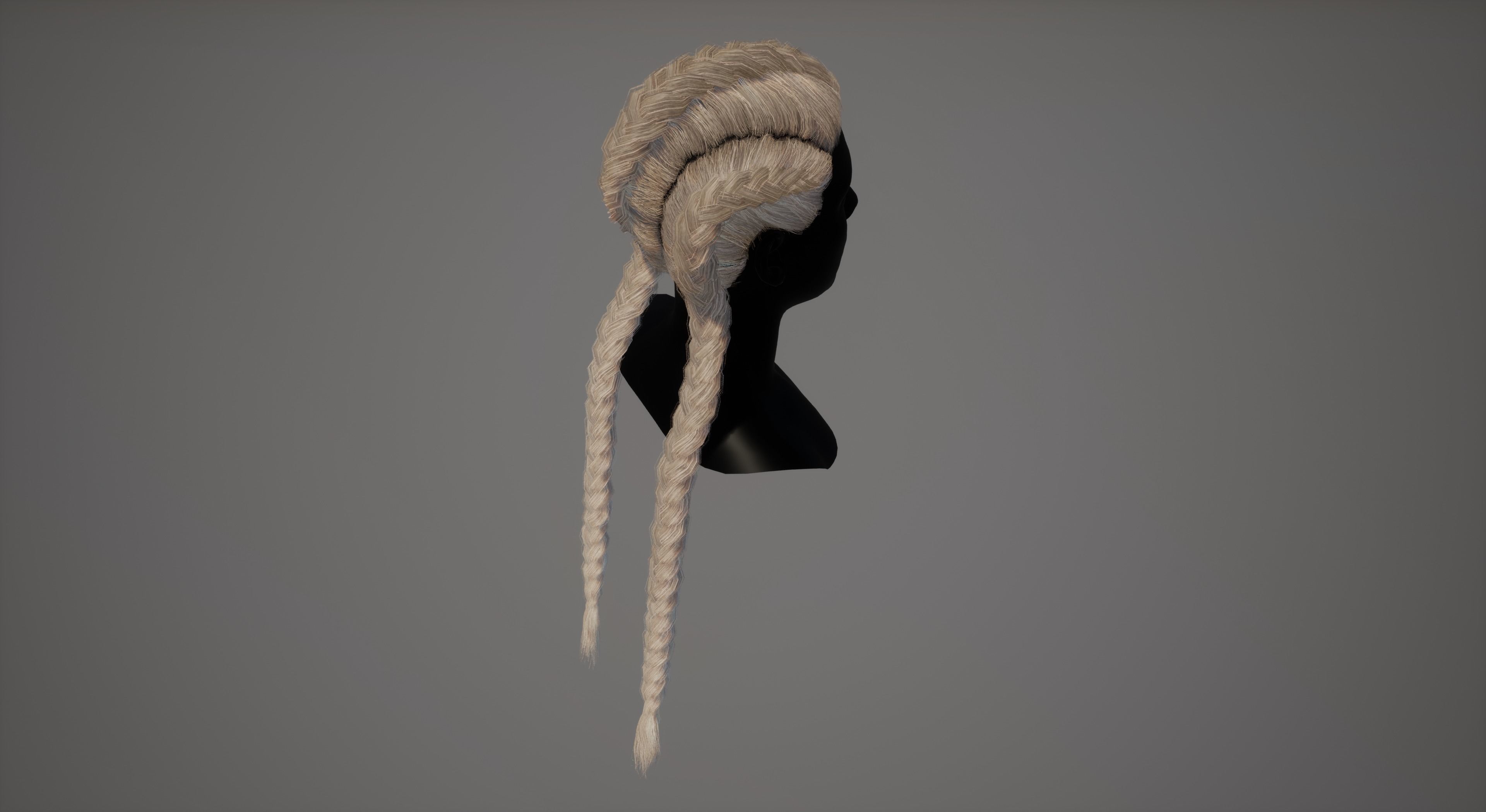 Real-time long braids Low-poly 3D model_6