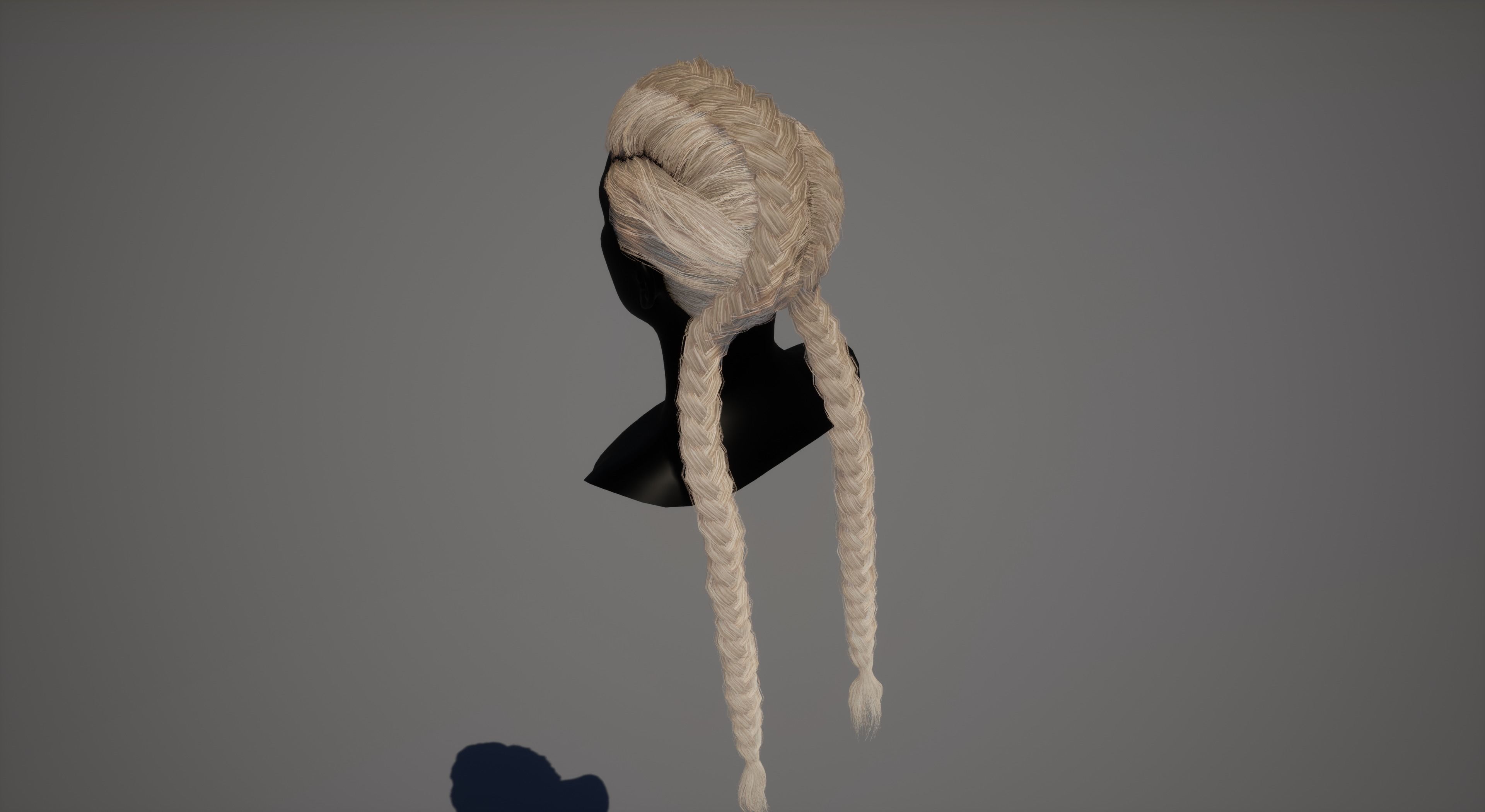 Real-time long braids Low-poly 3D model_5