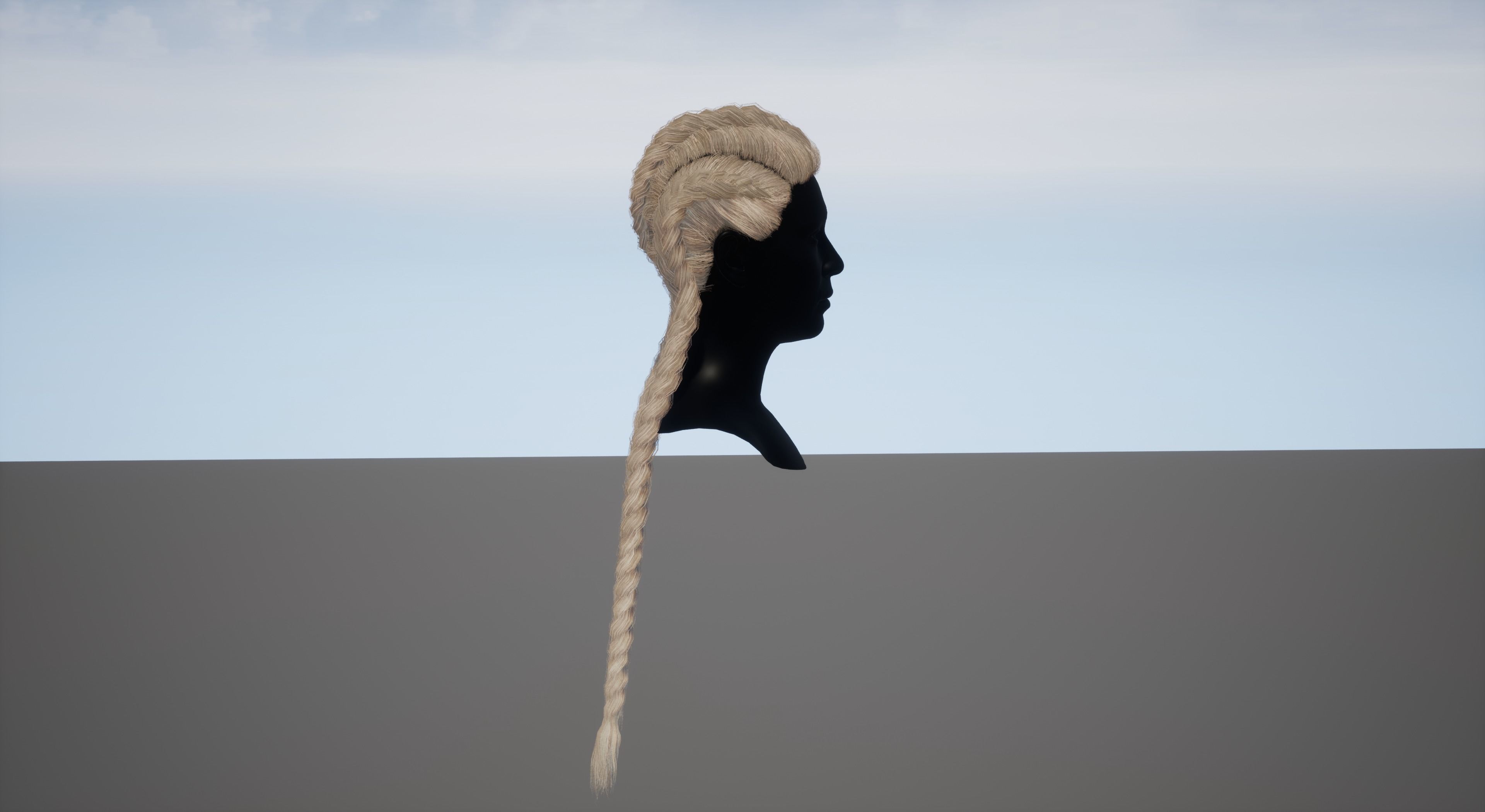 Real-time long braids Low-poly 3D model_3