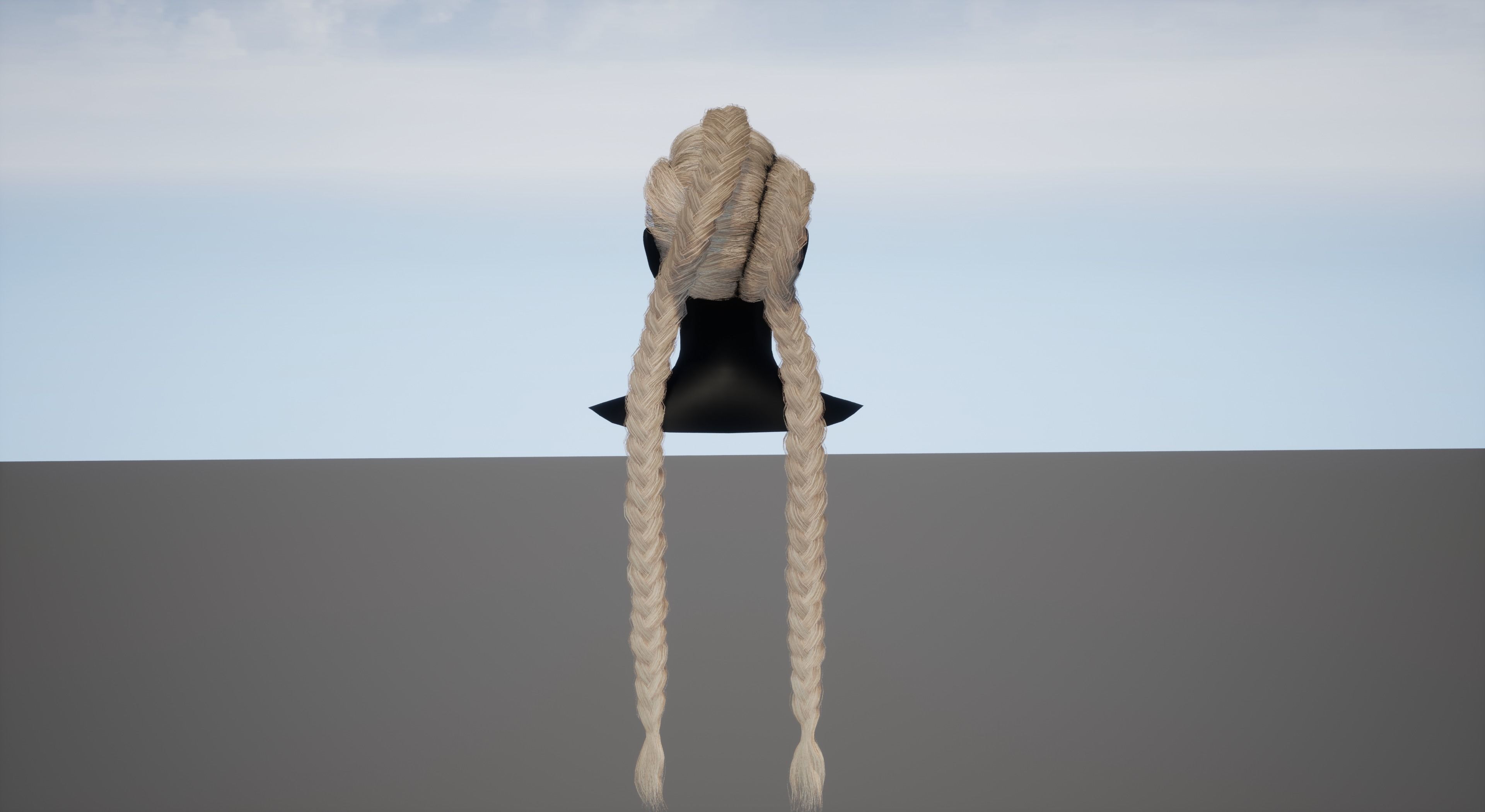 Real-time long braids Low-poly 3D model_4