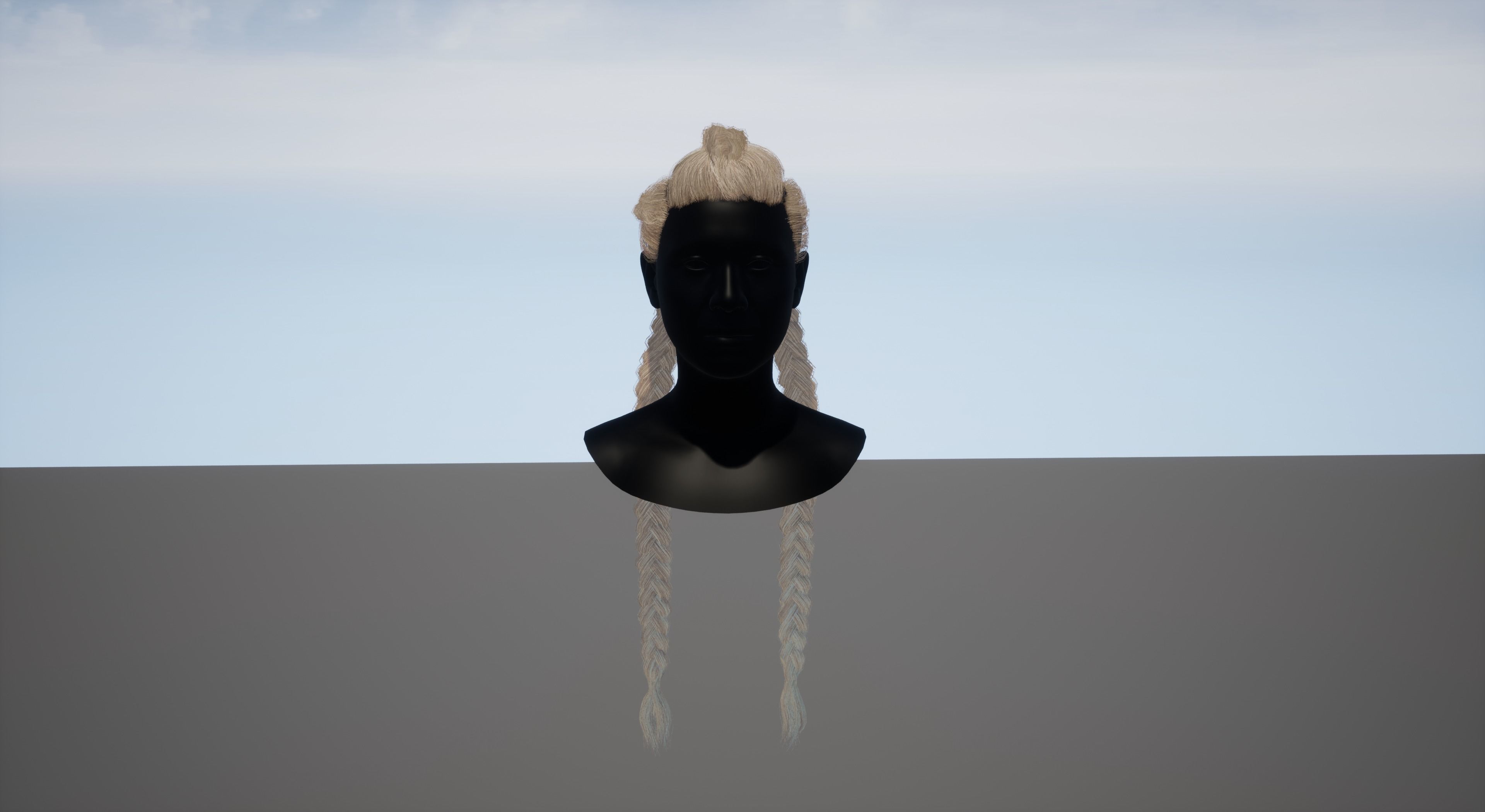 Real-time long braids Low-poly 3D model_2