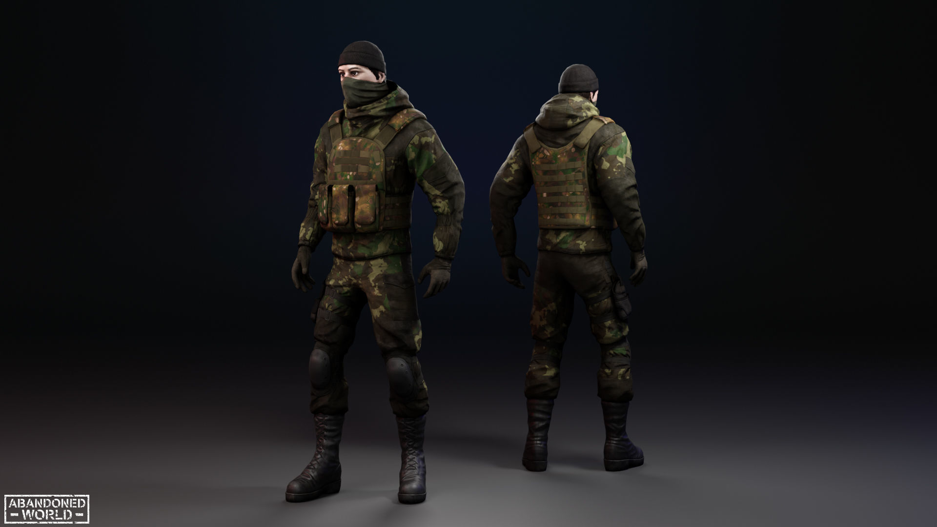 Military Mercenary Bandit Low-poly 3D model_12