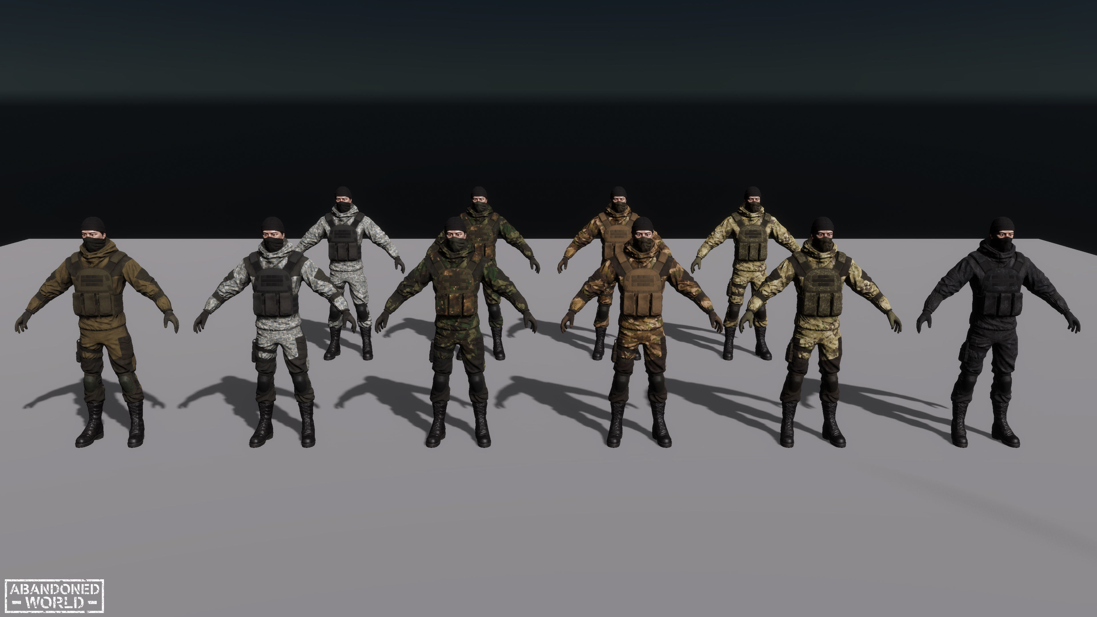 Military Mercenary Bandit Low-poly 3D model_30