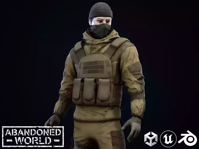 Military Mercenary Bandit Low-poly 3D model