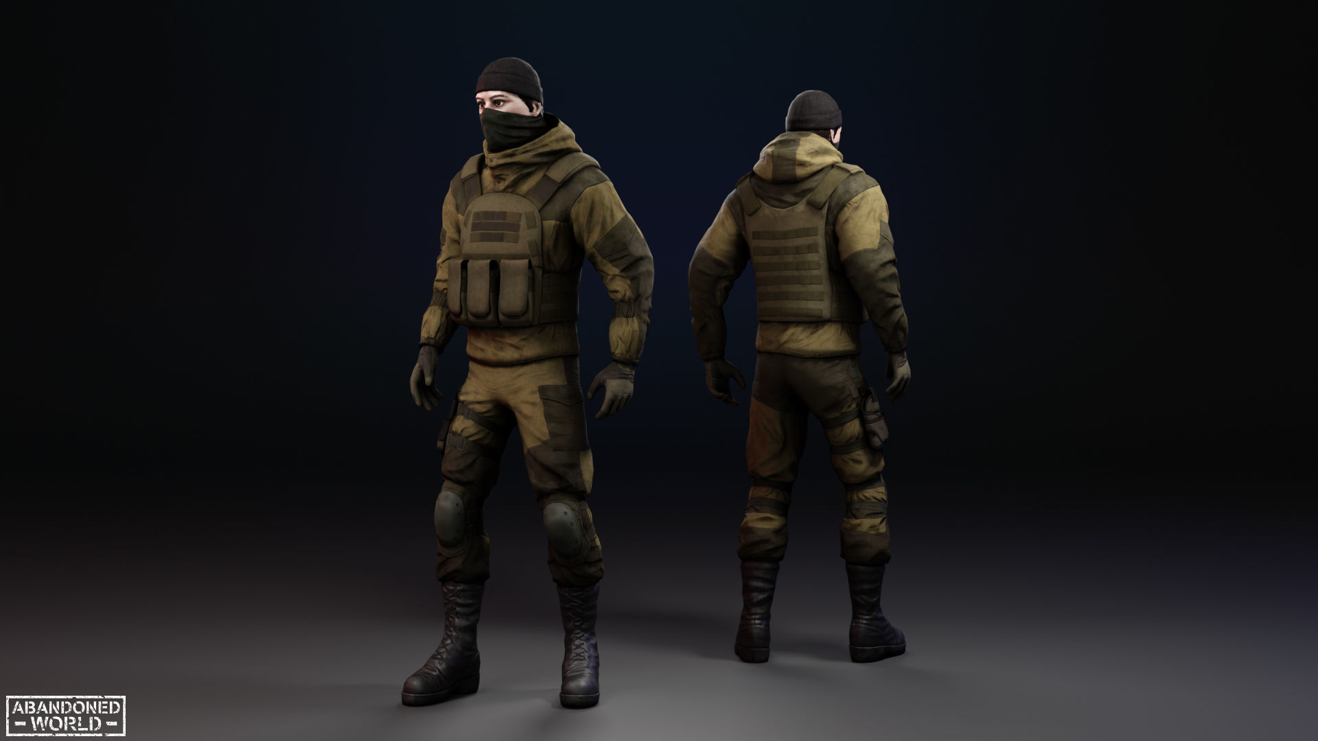 Military Mercenary Bandit Low-poly 3D model_8
