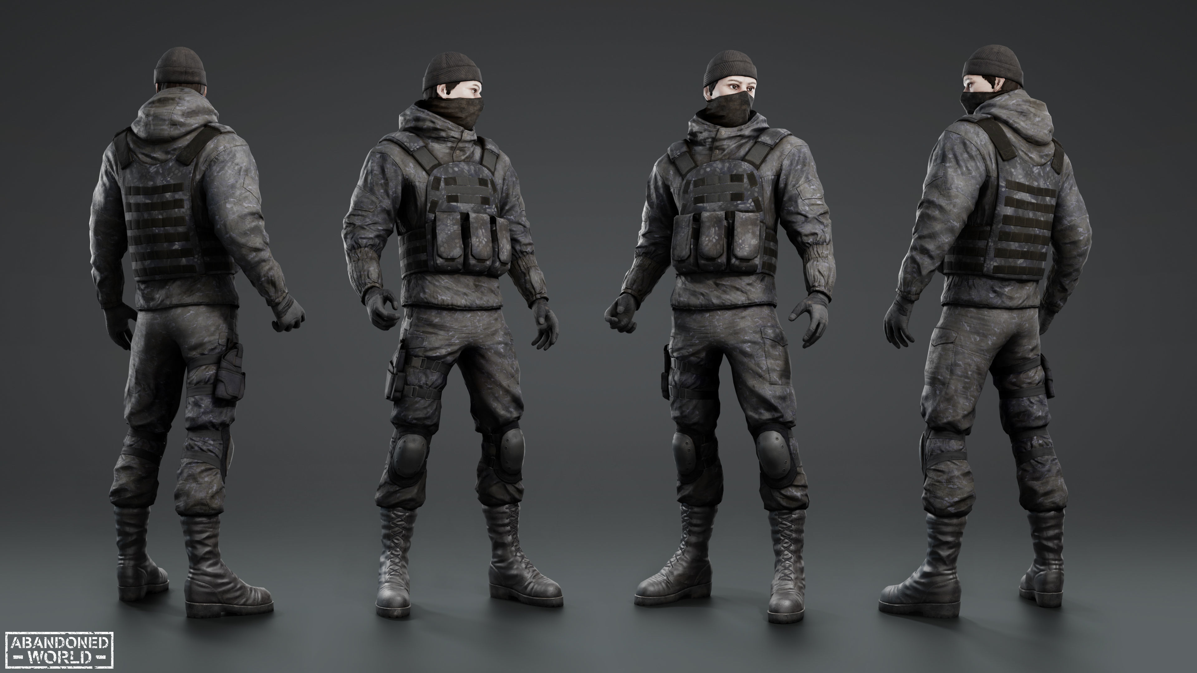 Military Mercenary Bandit Low-poly 3D model_3