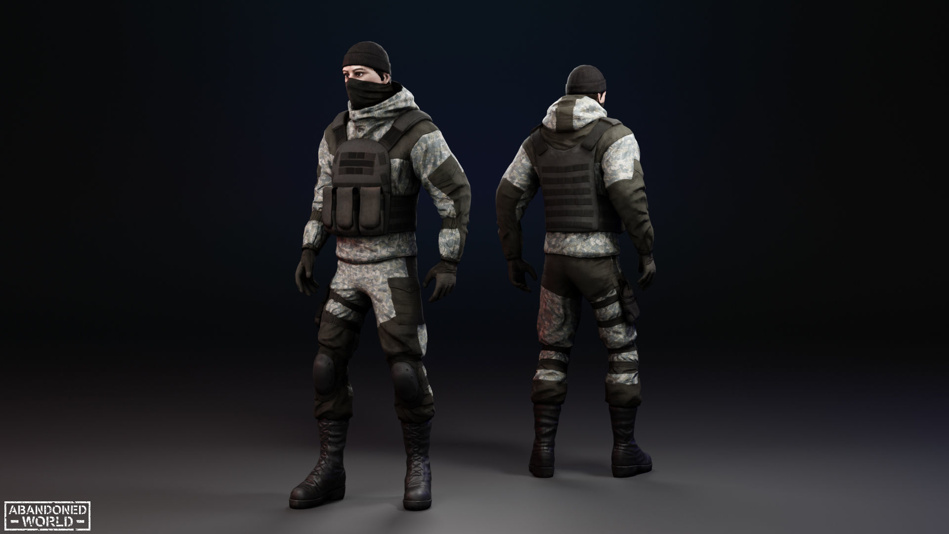 Military Mercenary Bandit Low-poly 3D model_10