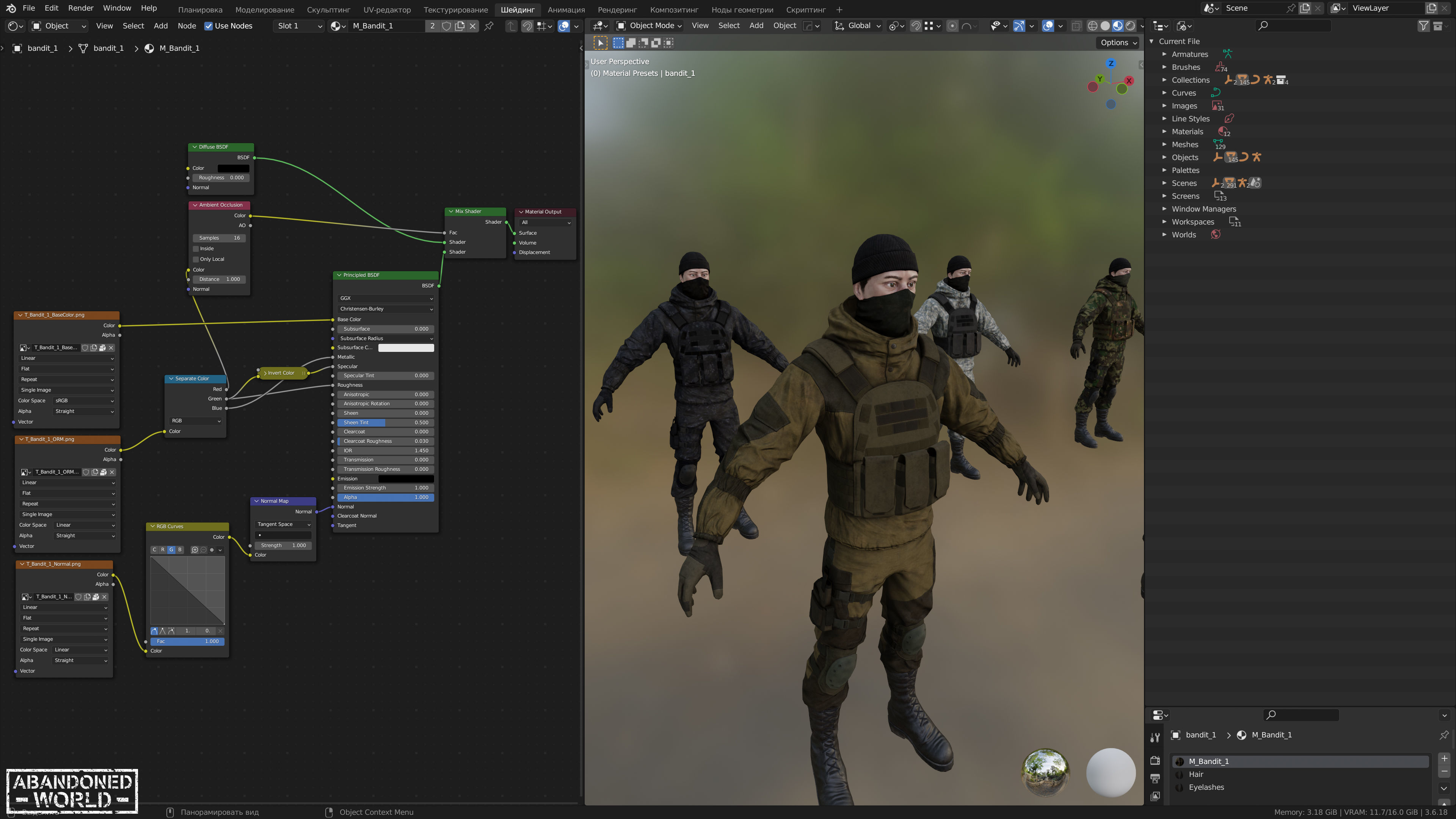 Military Mercenary Bandit Low-poly 3D model_24