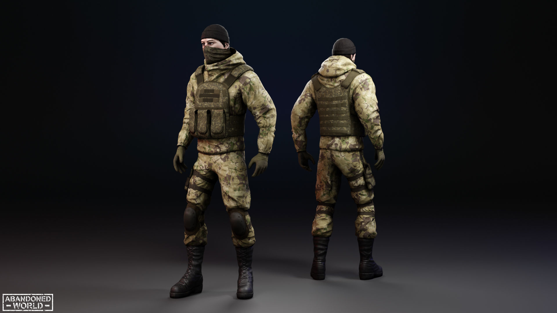 Military Mercenary Bandit Low-poly 3D model_17