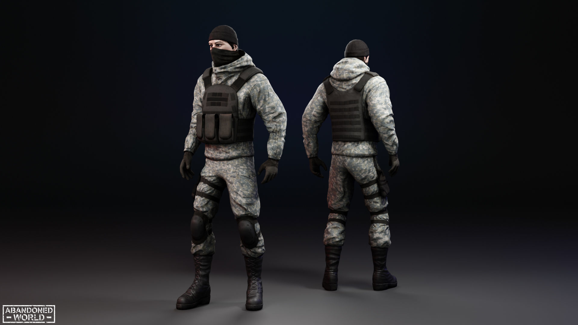 Military Mercenary Bandit Low-poly 3D model_11