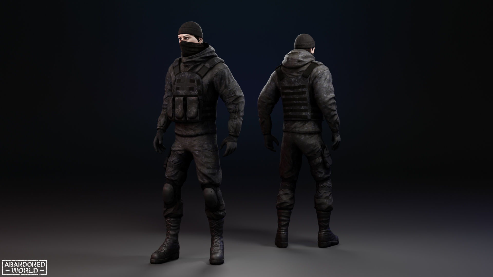Military Mercenary Bandit Low-poly 3D model_9