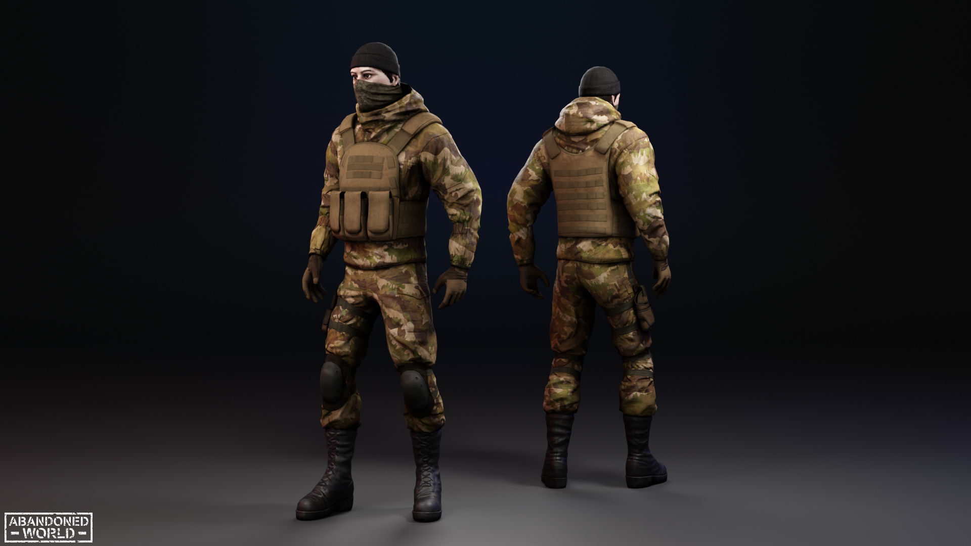 Military Mercenary Bandit Low-poly 3D model_15