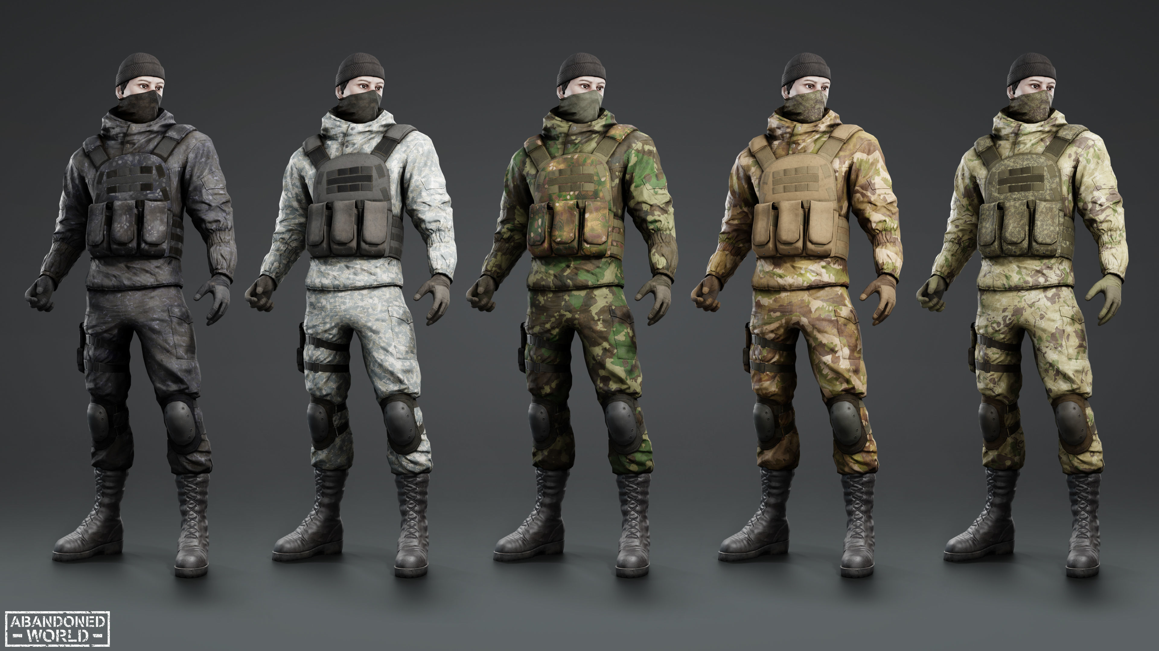 Military Mercenary Bandit Low-poly 3D model_5
