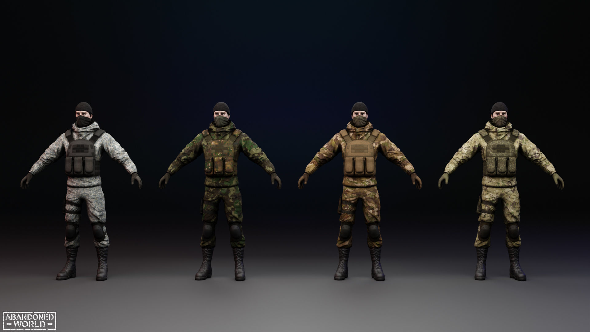 Military Mercenary Bandit Low-poly 3D model_19