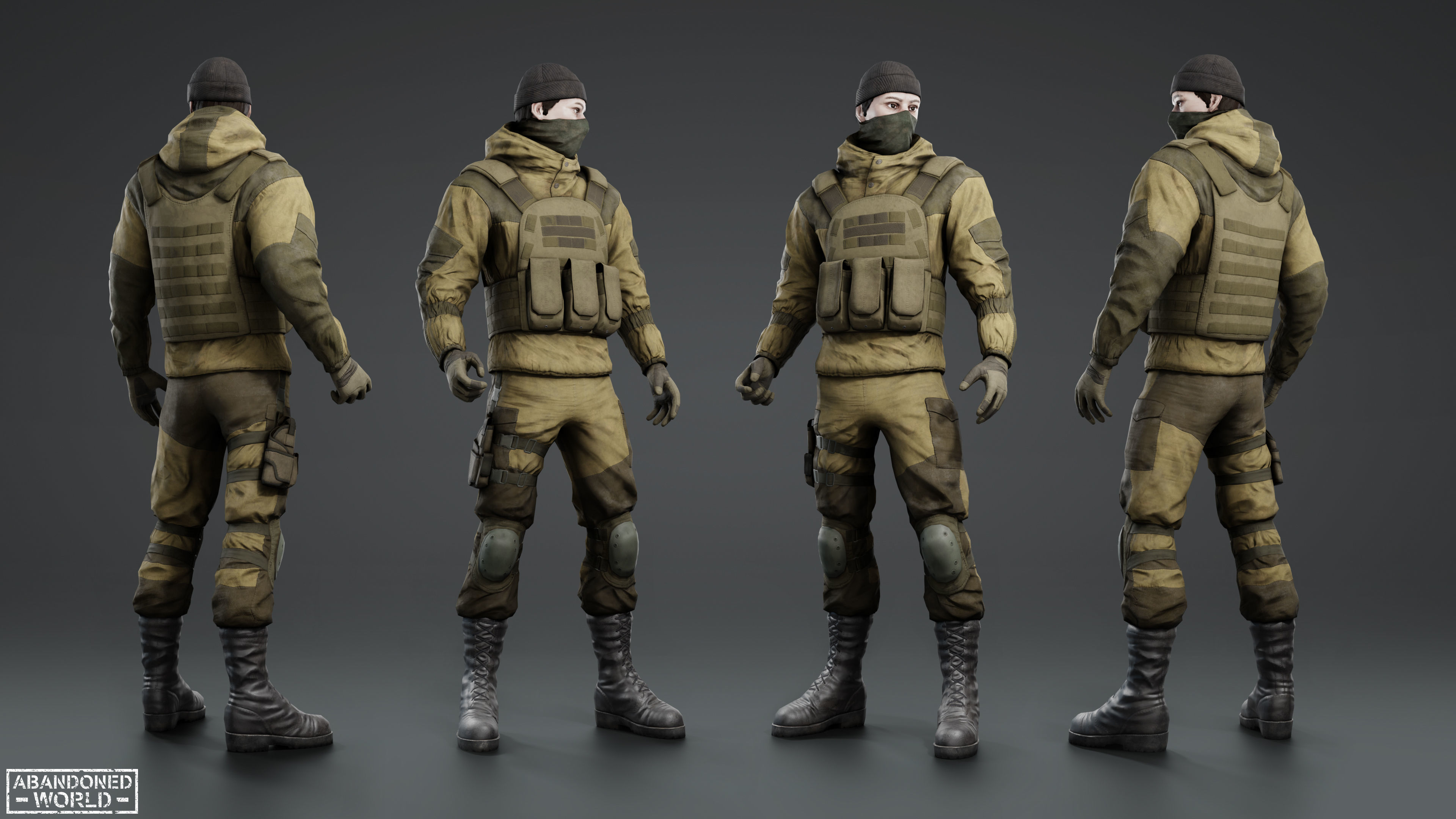 Military Mercenary Bandit Low-poly 3D model_2