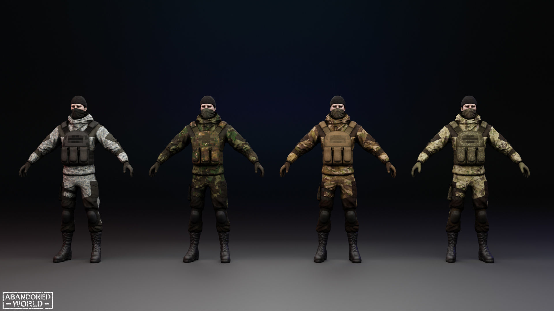 Military Mercenary Bandit Low-poly 3D model_18