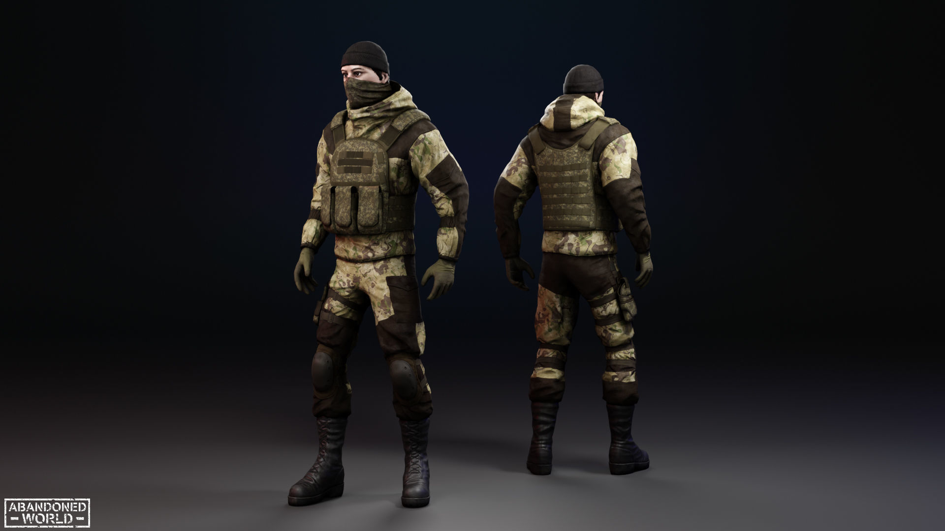 Military Mercenary Bandit Low-poly 3D model_16
