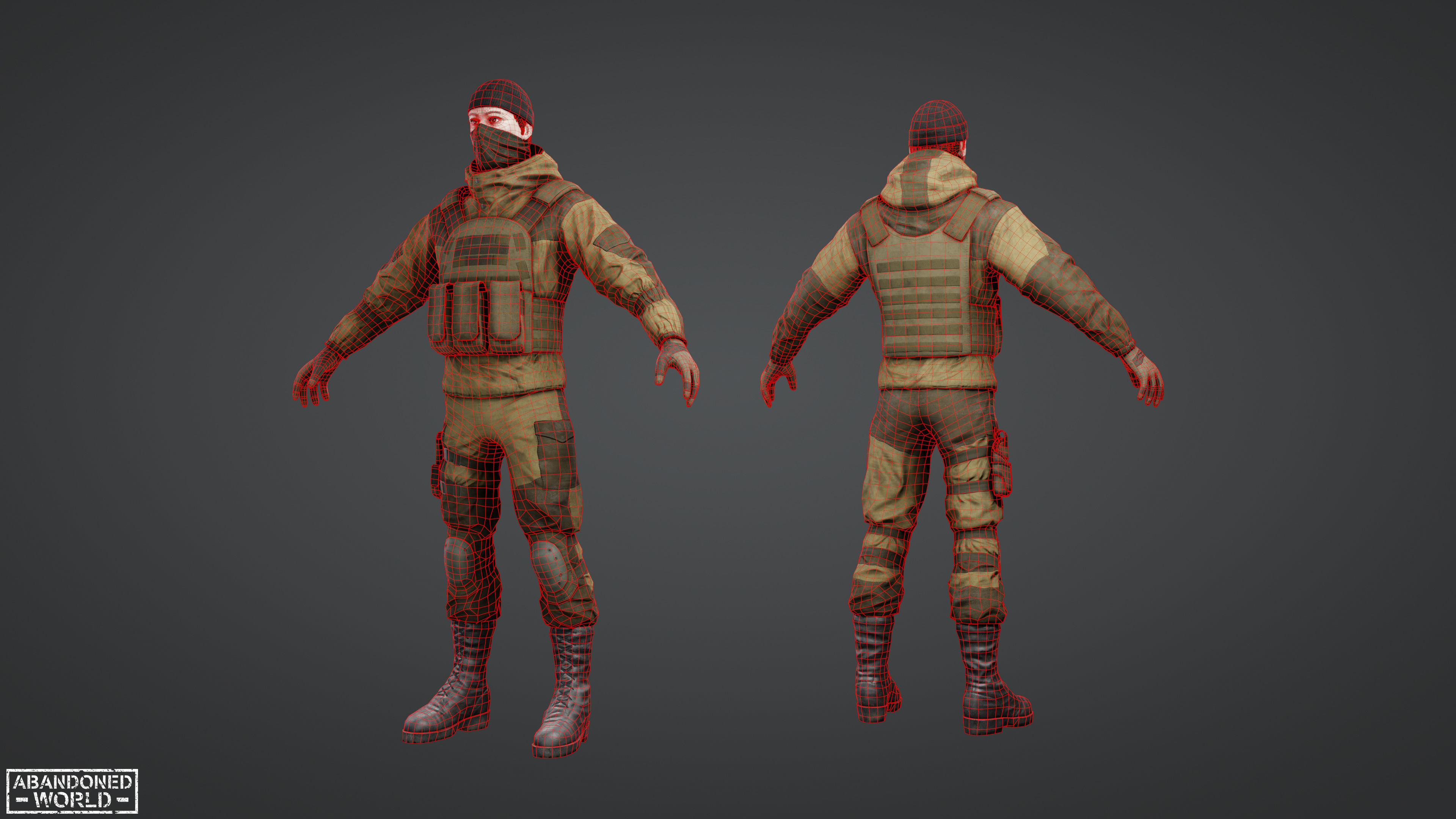 Military Mercenary Bandit Low-poly 3D model_6