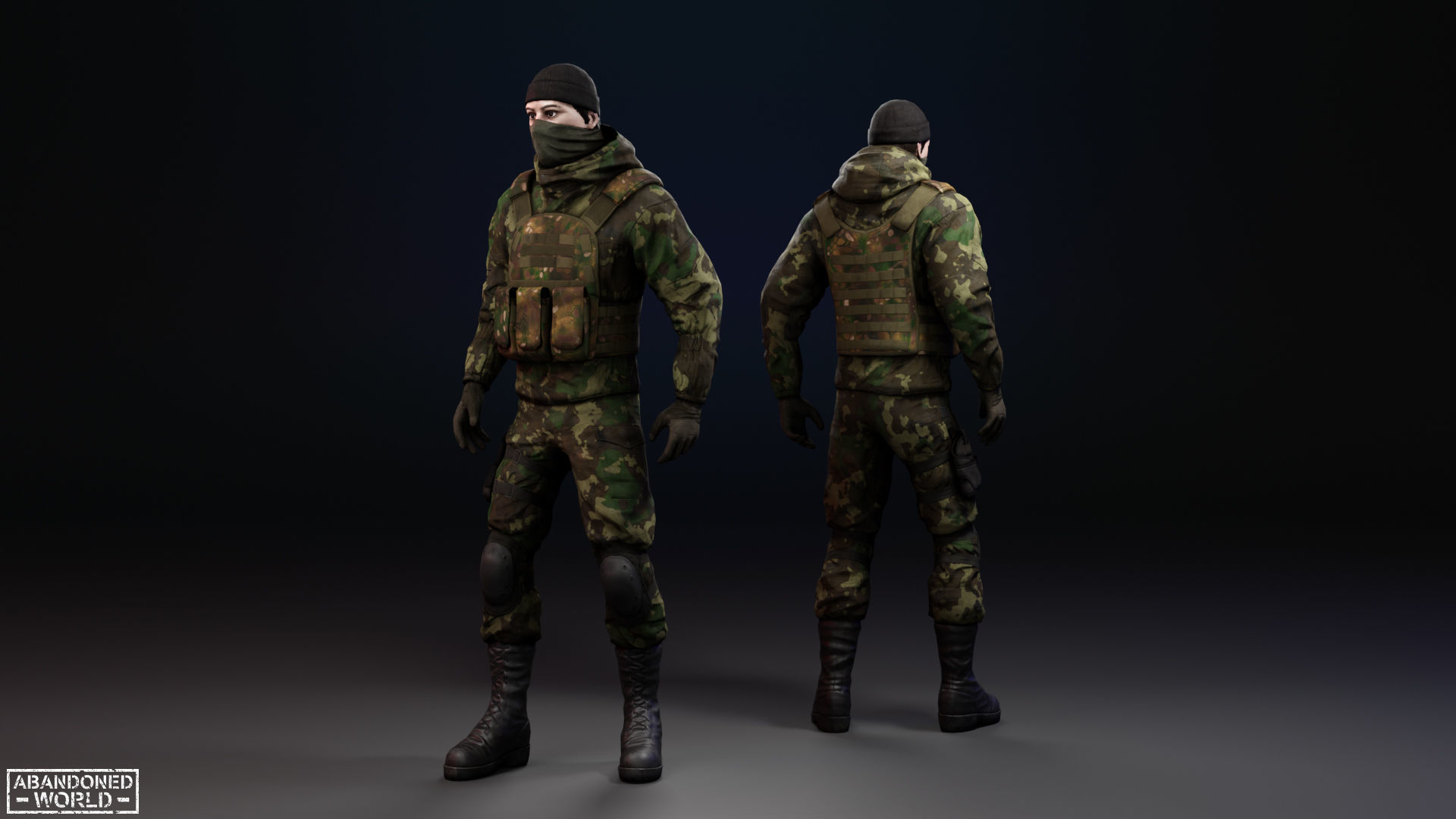 Military Mercenary Bandit Low-poly 3D model_13