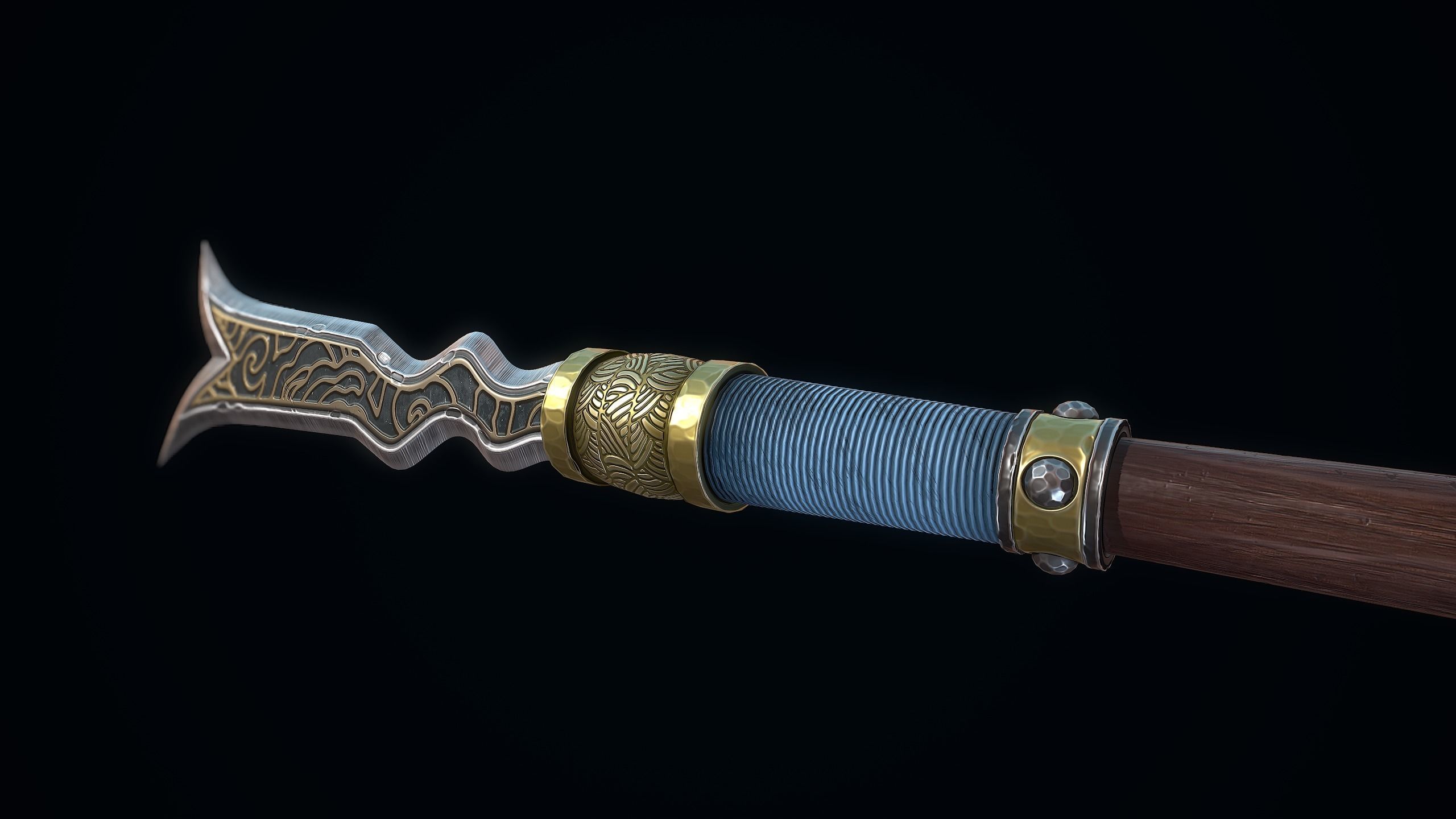 Double-Edged Serpent Spear Low-poly 3D model_7