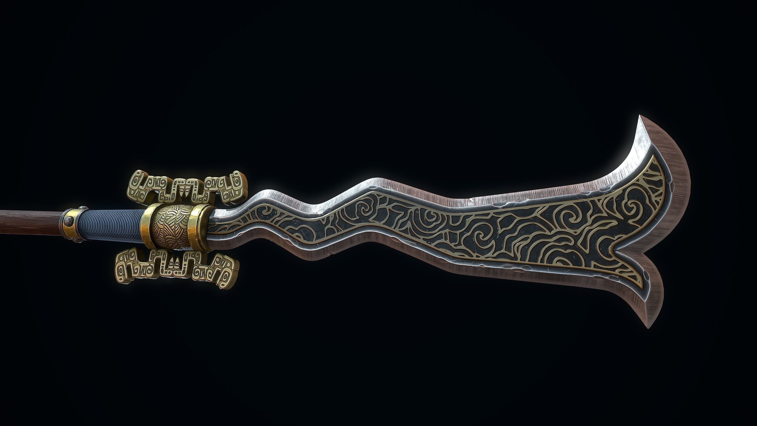 Double-Edged Serpent Spear Low-poly 3D model_4