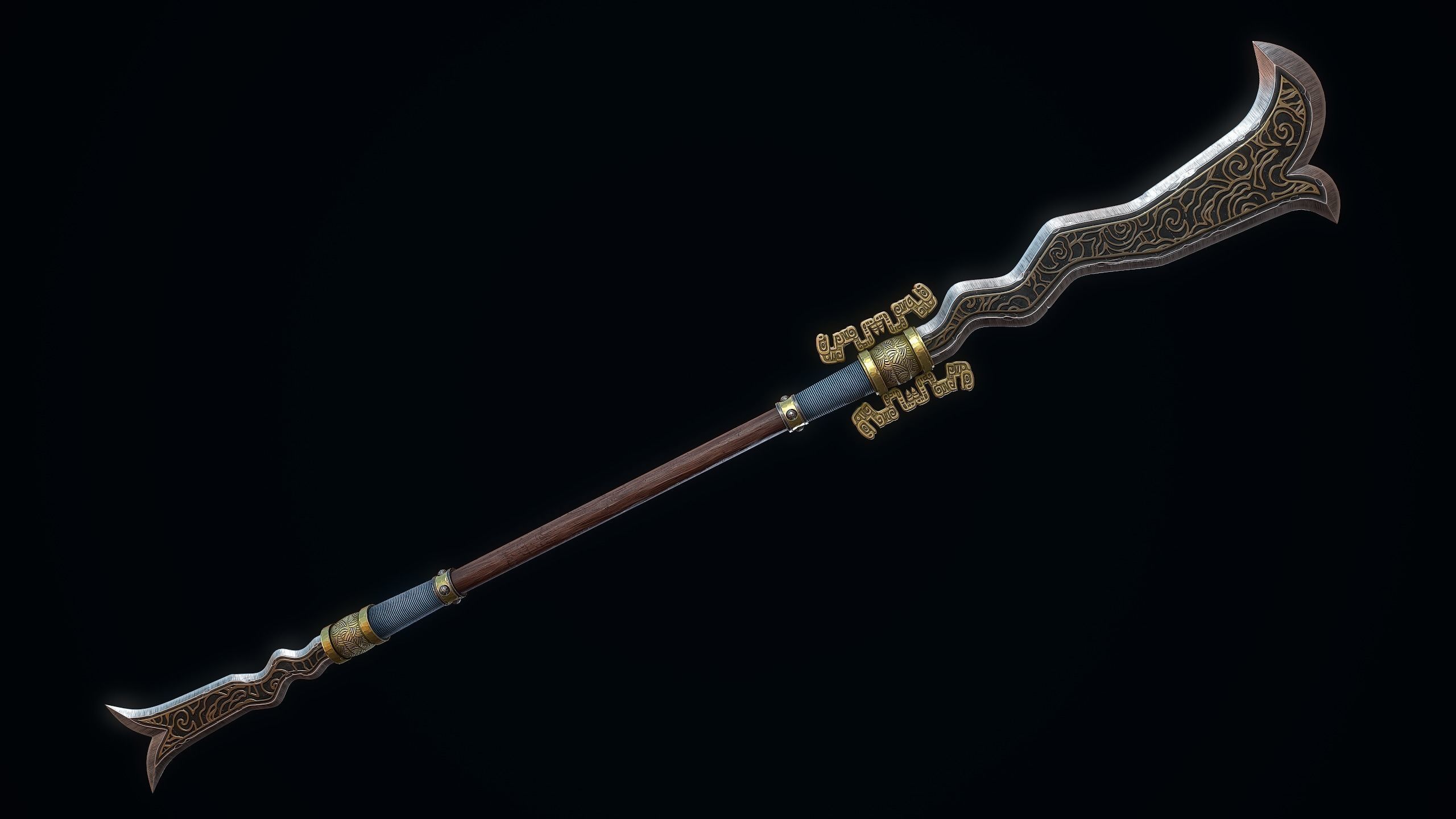 Double-Edged Serpent Spear Low-poly 3D model_3