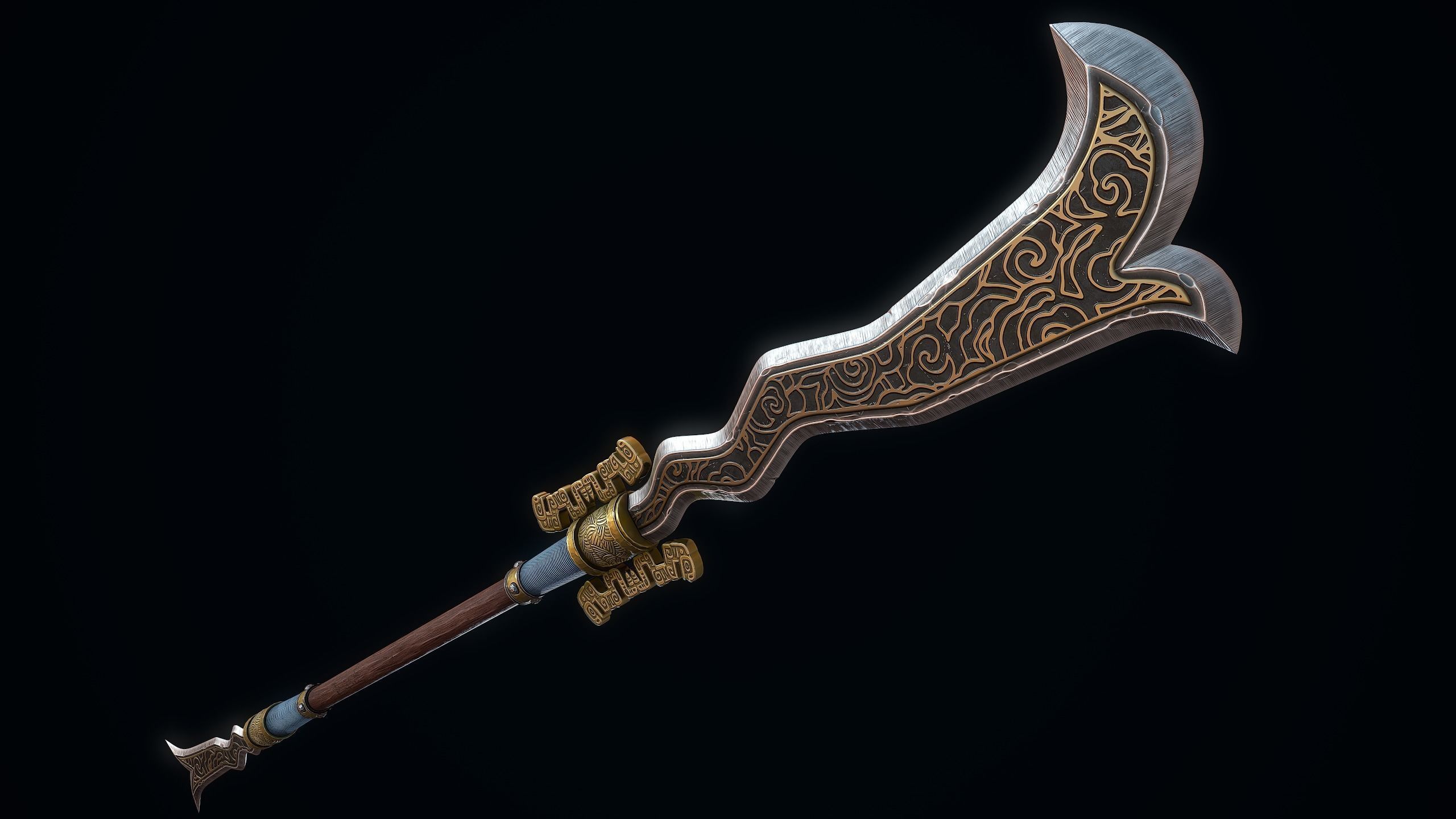 Double-Edged Serpent Spear Low-poly 3D model_8