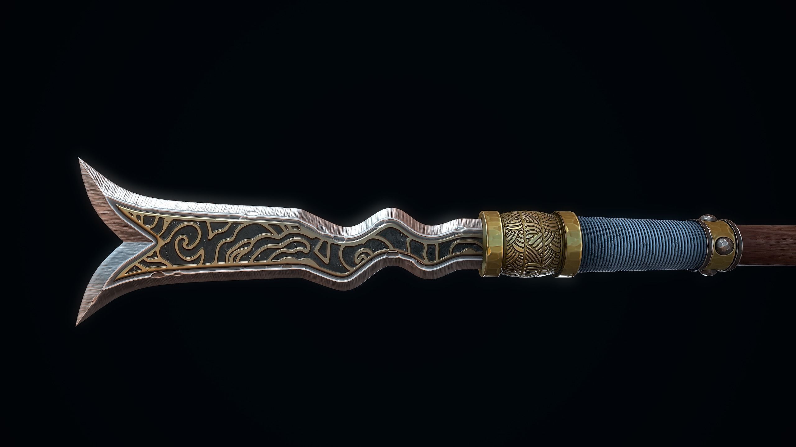 Double-Edged Serpent Spear Low-poly 3D model_5