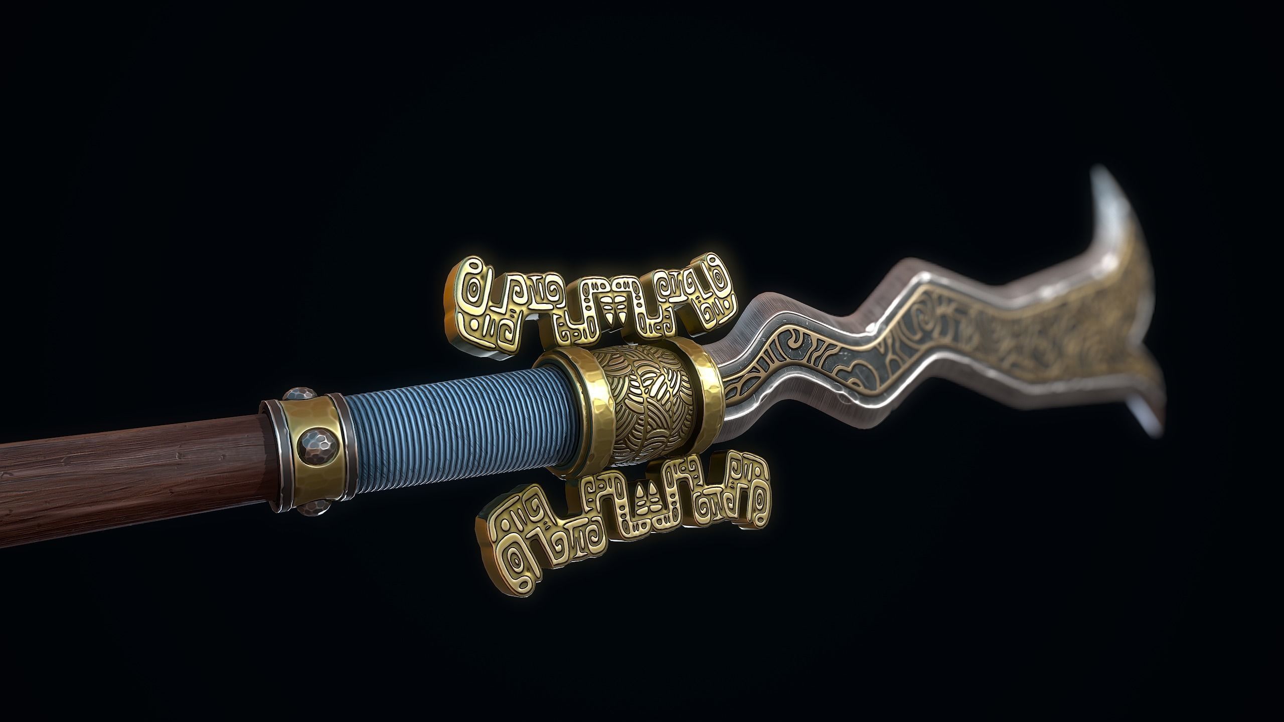 Double-Edged Serpent Spear Low-poly 3D model_6