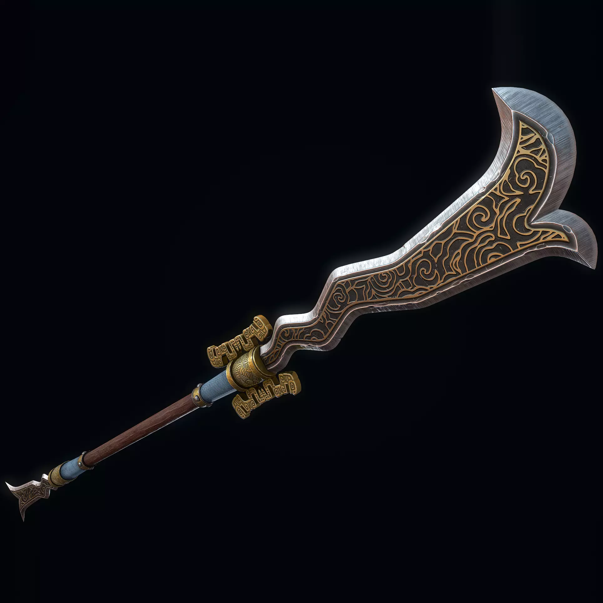 Double-Edged Serpent Spear Low-poly 3D model_0