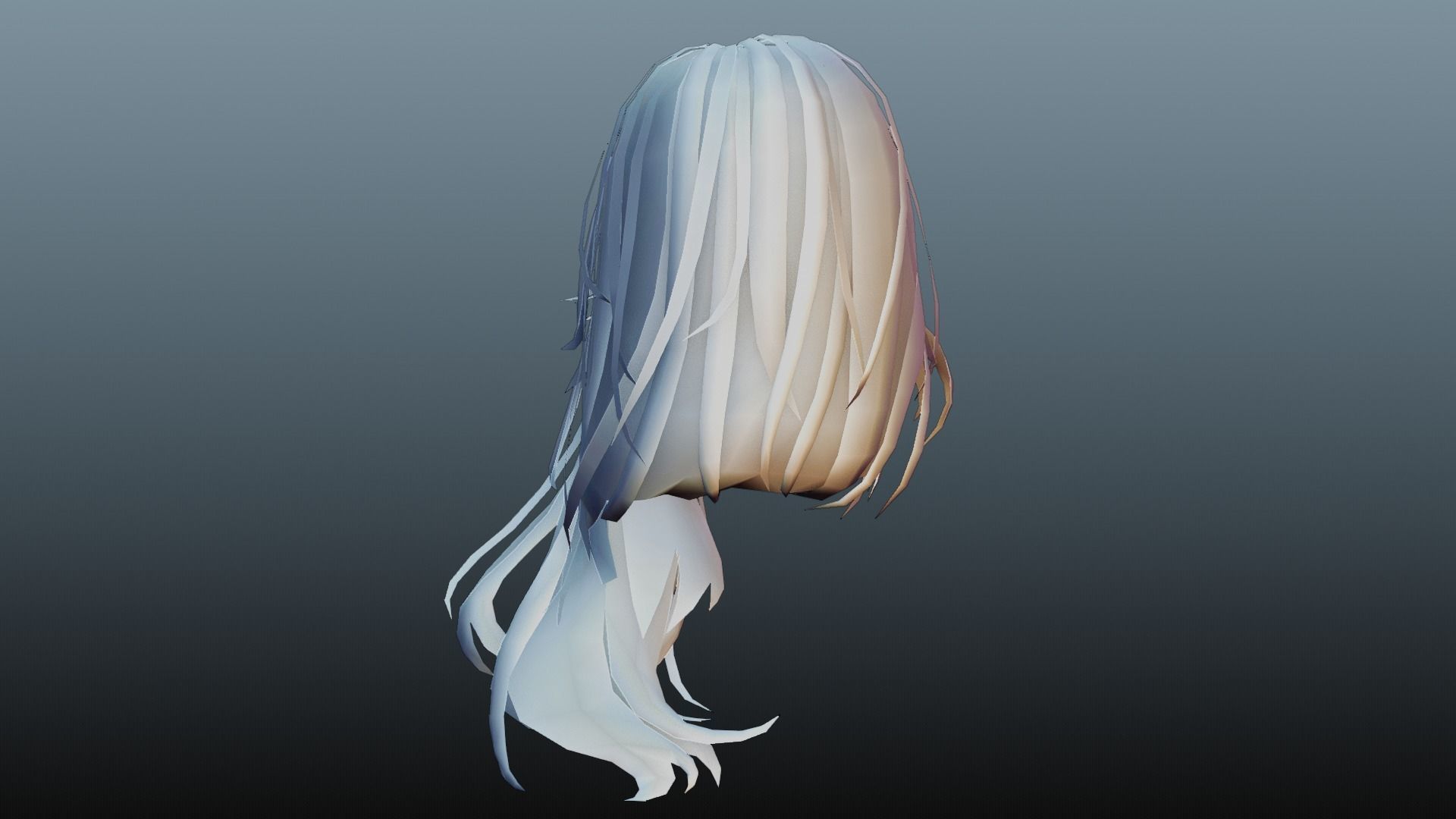 Female hair 4 color Low-poly 3D model_13