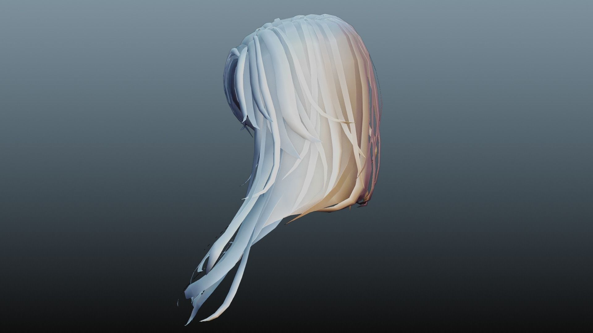 Female hair 4 color Low-poly 3D model_35