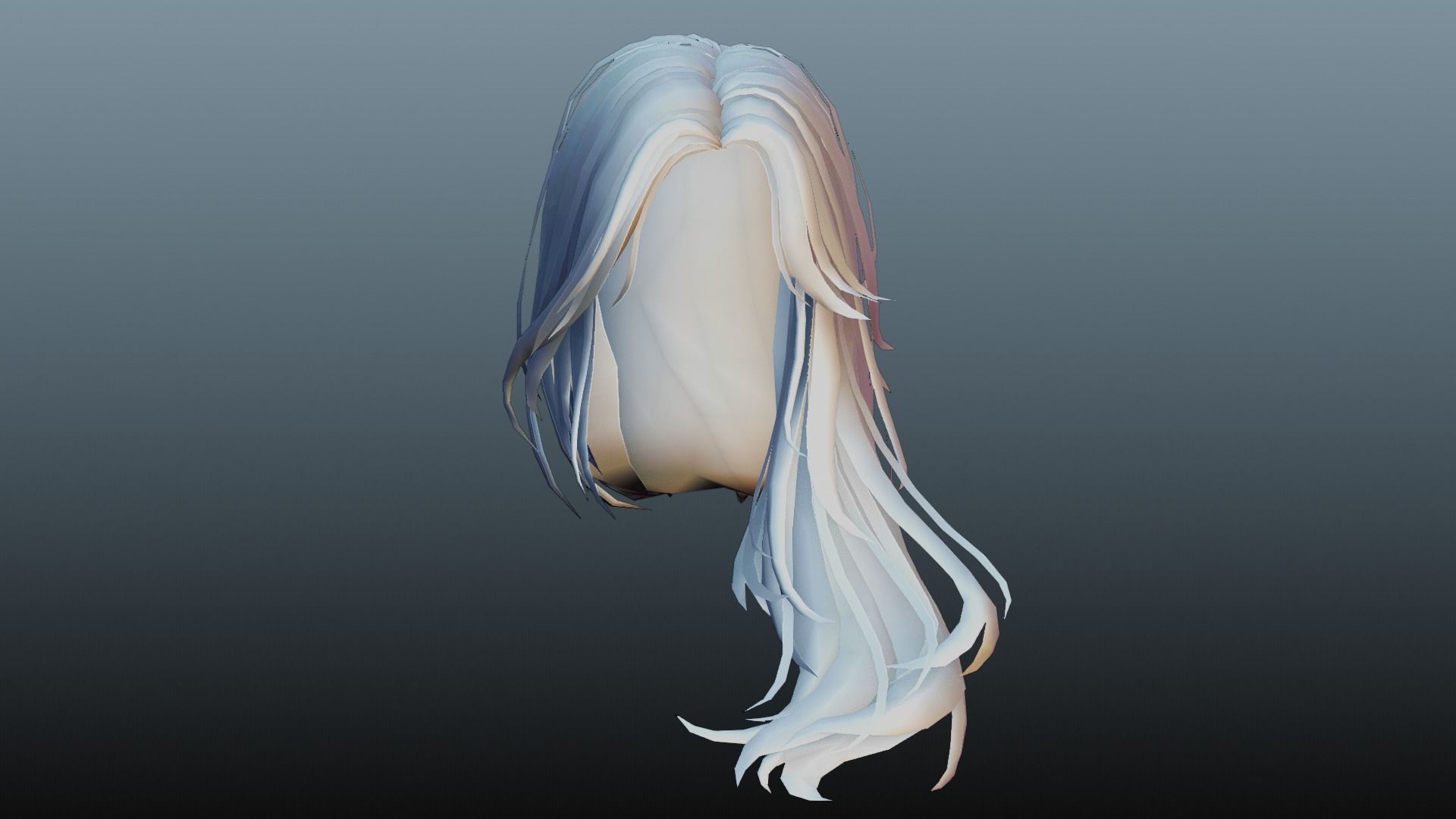 Female hair 4 color Low-poly 3D model_12