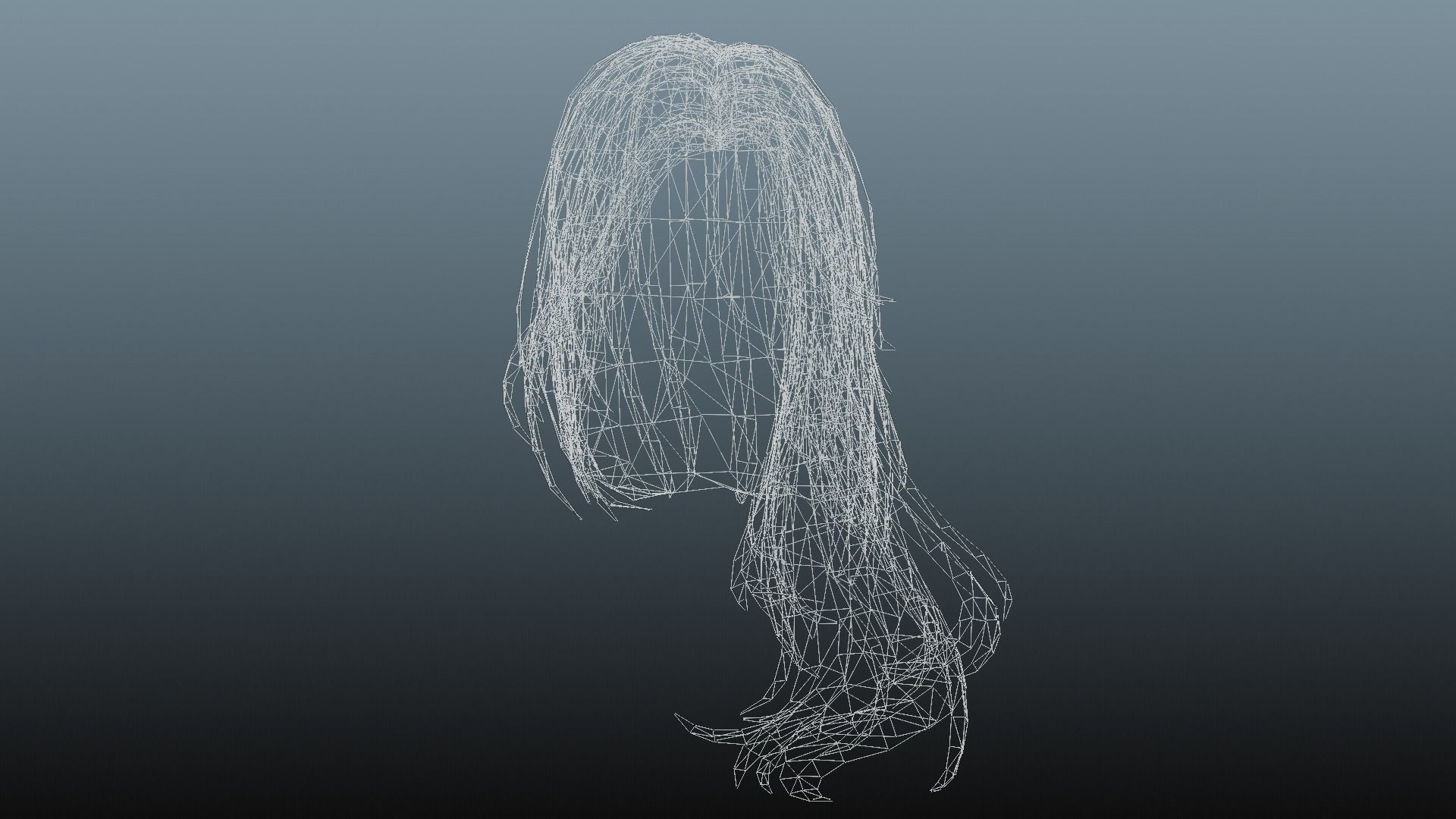 Female hair 4 color Low-poly 3D model_36