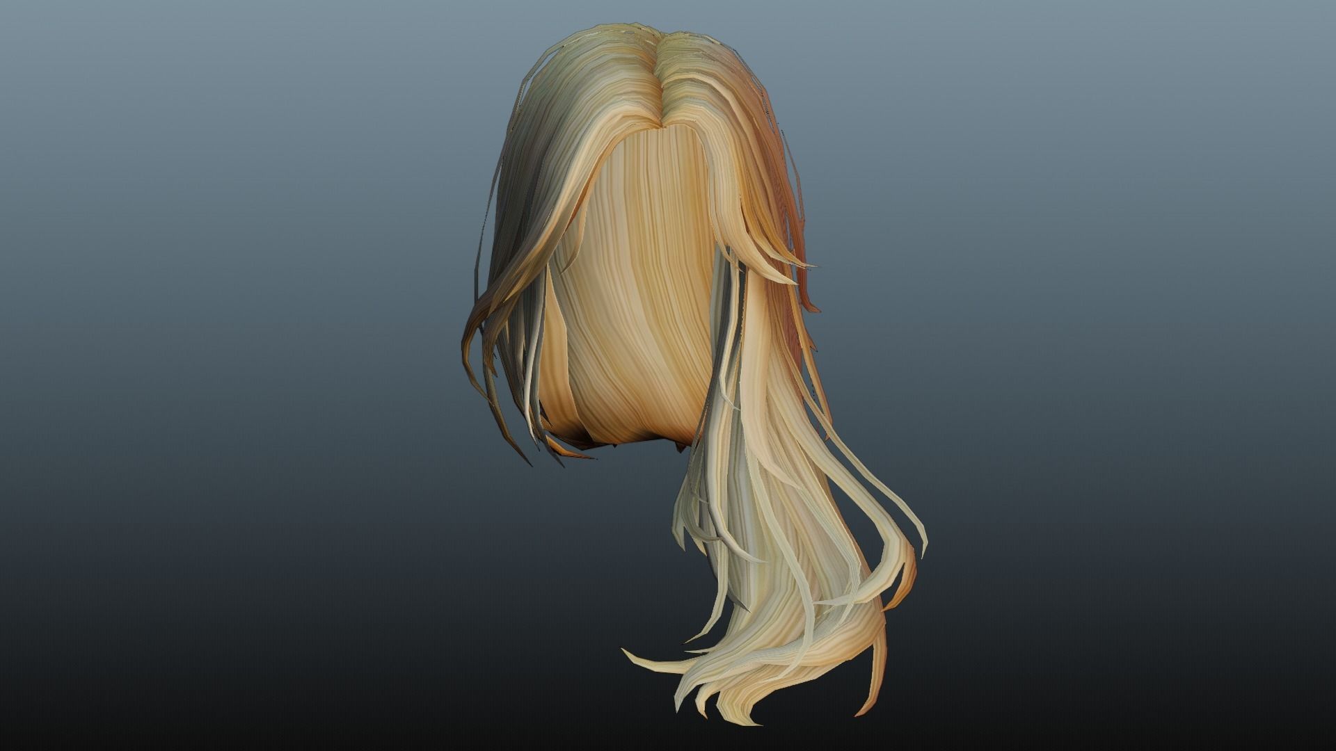 Female hair 4 color Low-poly 3D model_8