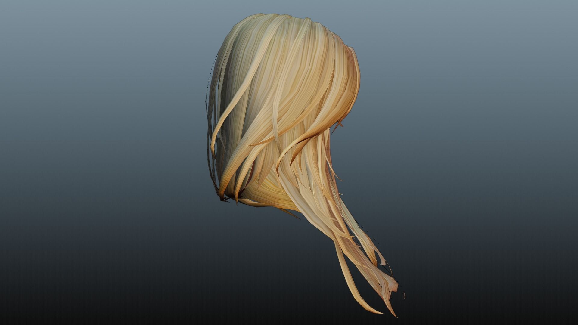 Female hair 4 color Low-poly 3D model_31