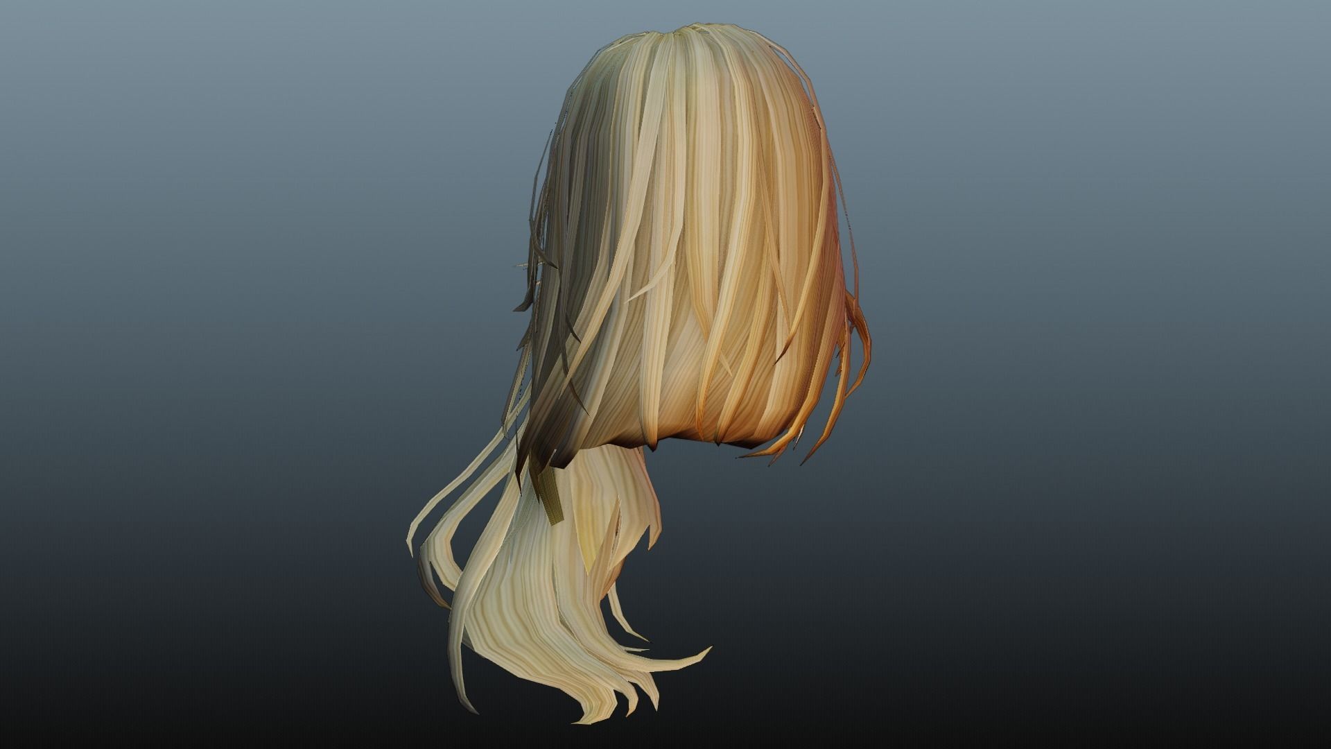 Female hair 4 color Low-poly 3D model_29
