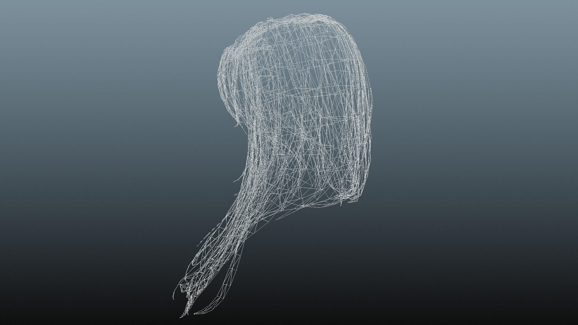 Female hair 4 color Low-poly 3D model_18