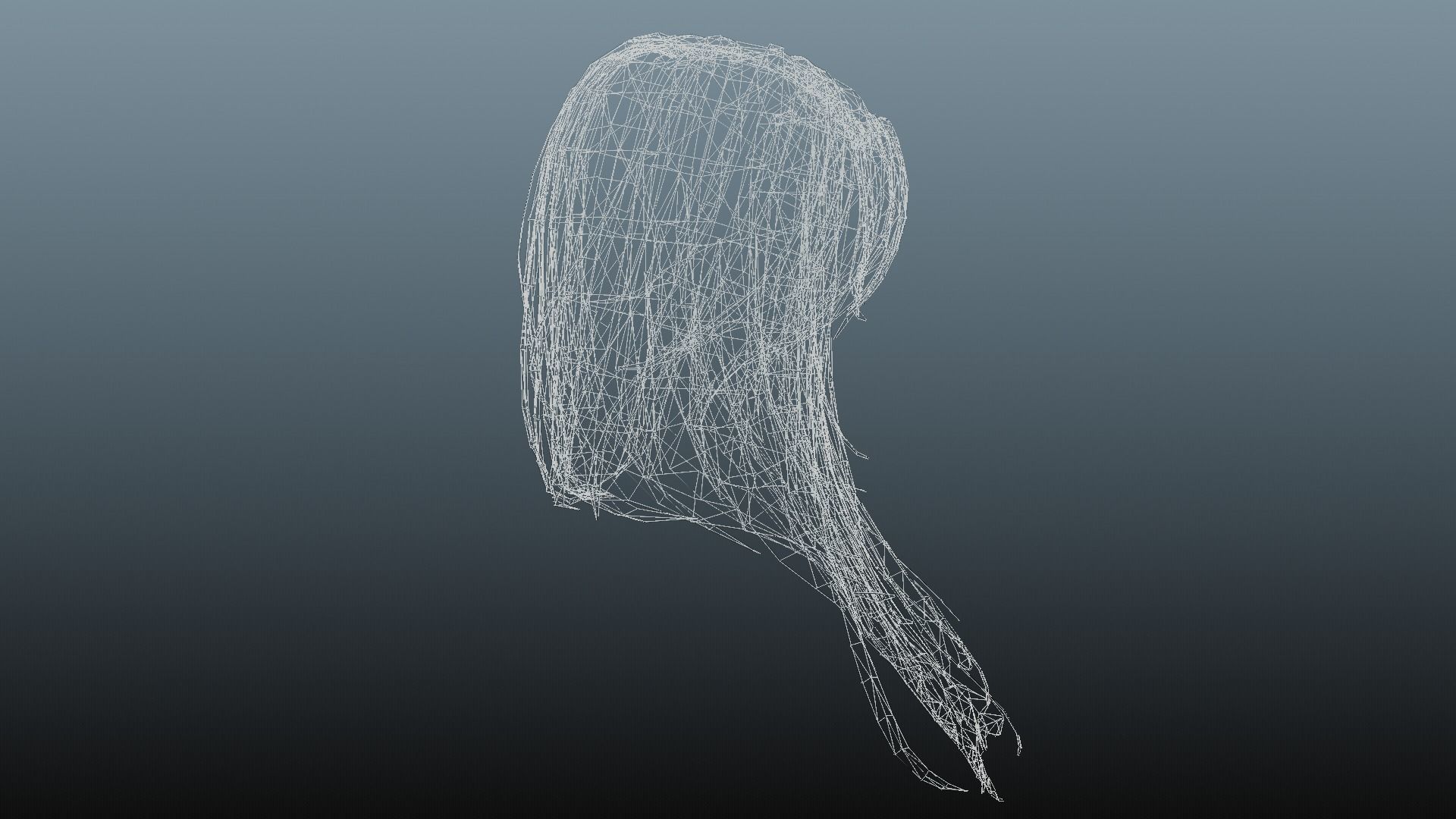 Female hair 4 color Low-poly 3D model_39