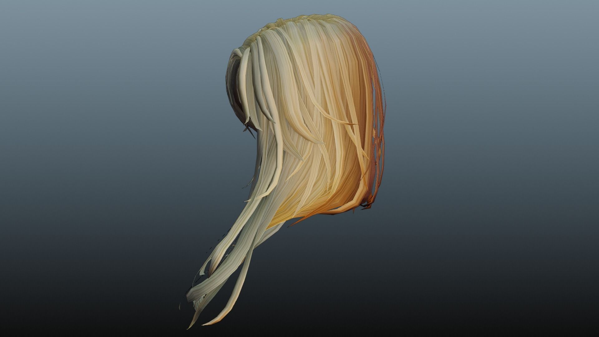 Female hair 4 color Low-poly 3D model_30