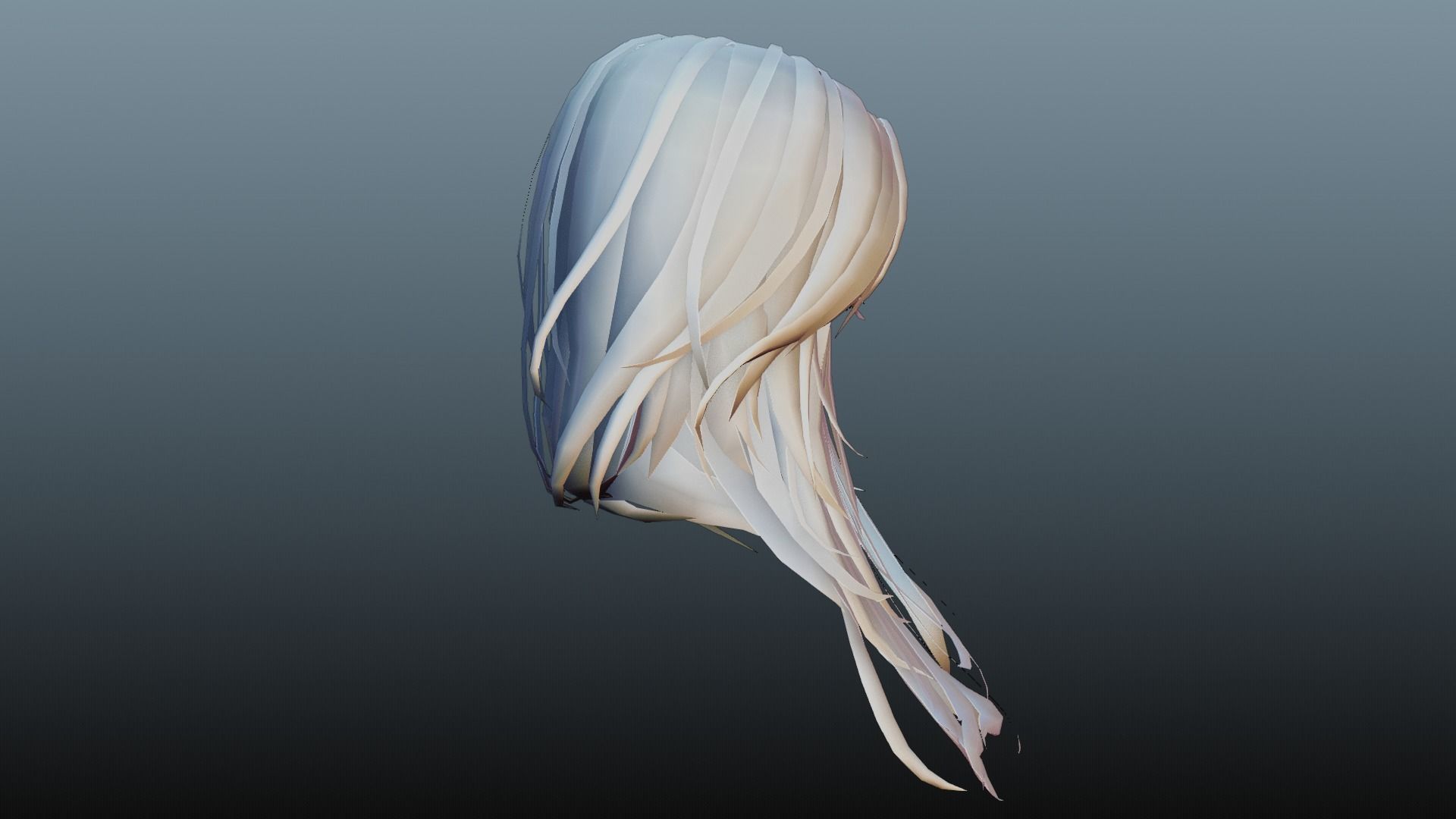 Female hair 4 color Low-poly 3D model_15
