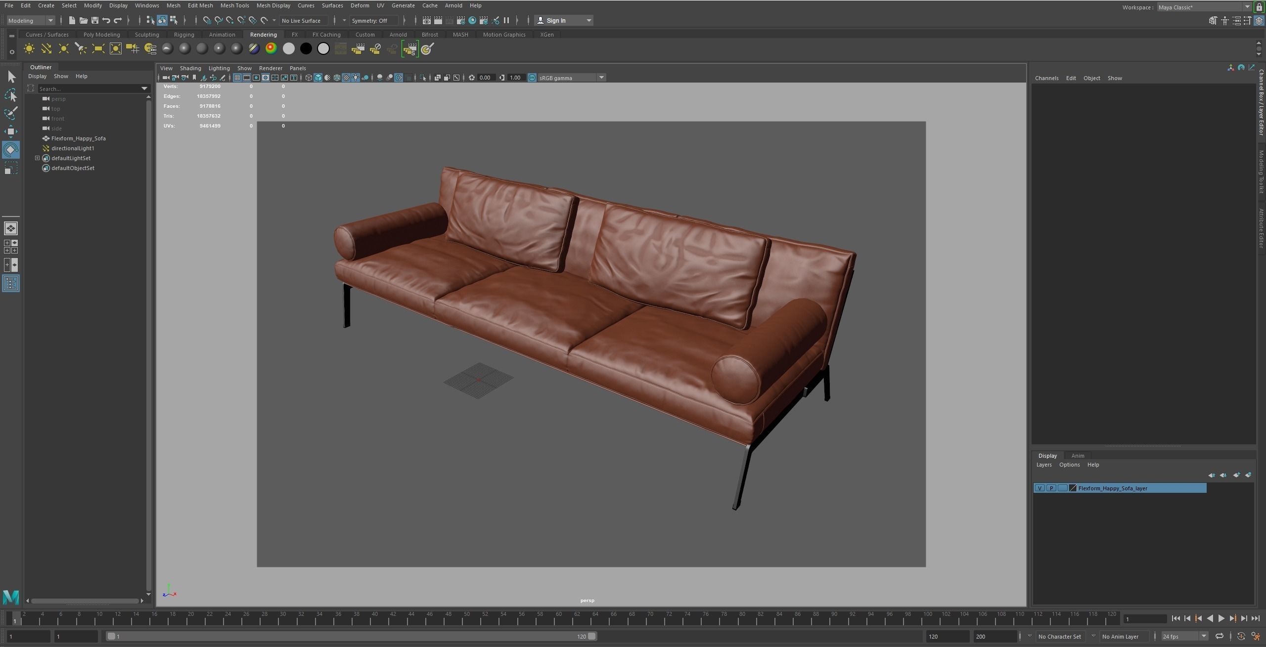 Flexform Happy Sofa Low-poly 3D model_27