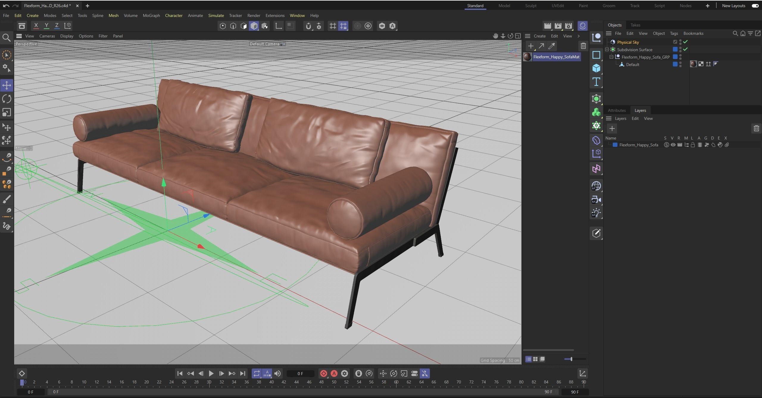 Flexform Happy Sofa Low-poly 3D model_29