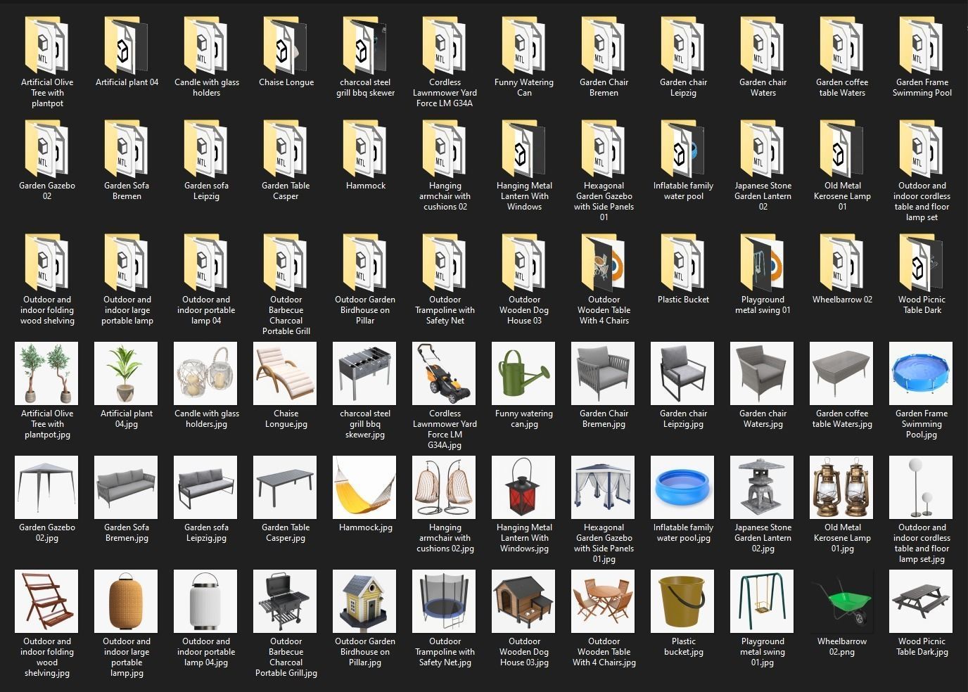 Front yard outdoor garden furniture and items 3D model_6